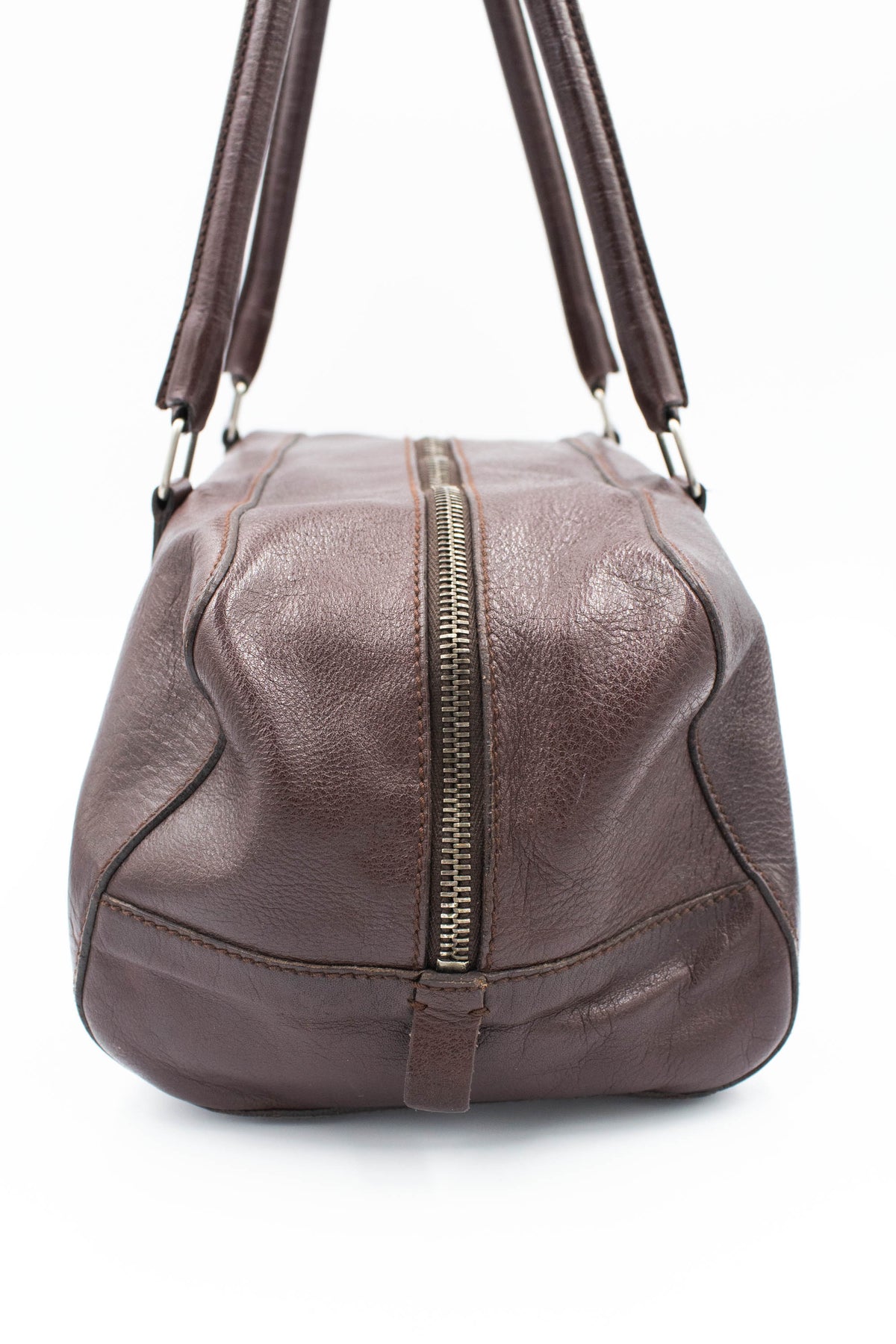 Miu Miu Brown Leather Dual Handle Purse
