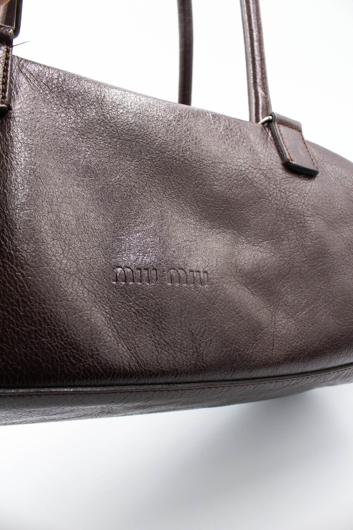 Miu Miu Brown Leather Dual Handle Purse