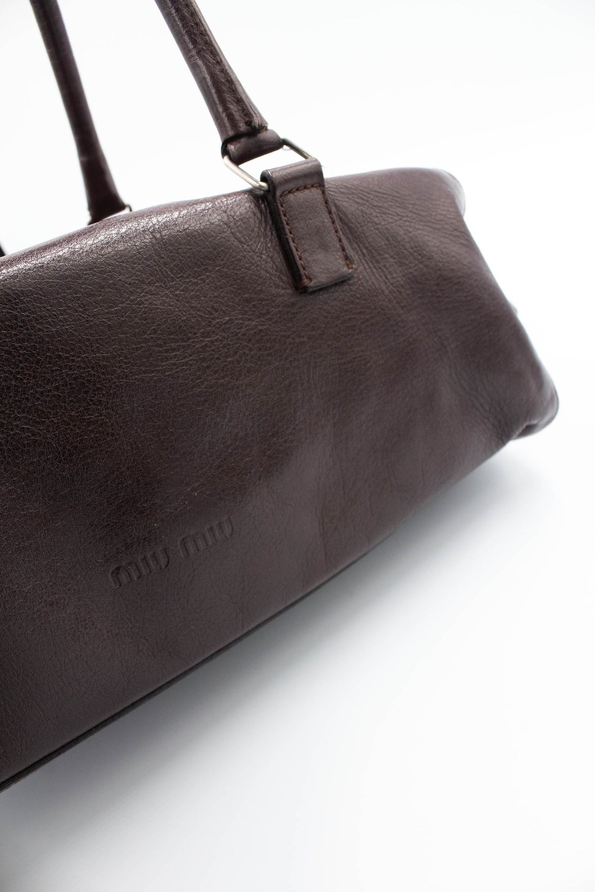 Miu Miu Brown Leather Dual Handle Purse