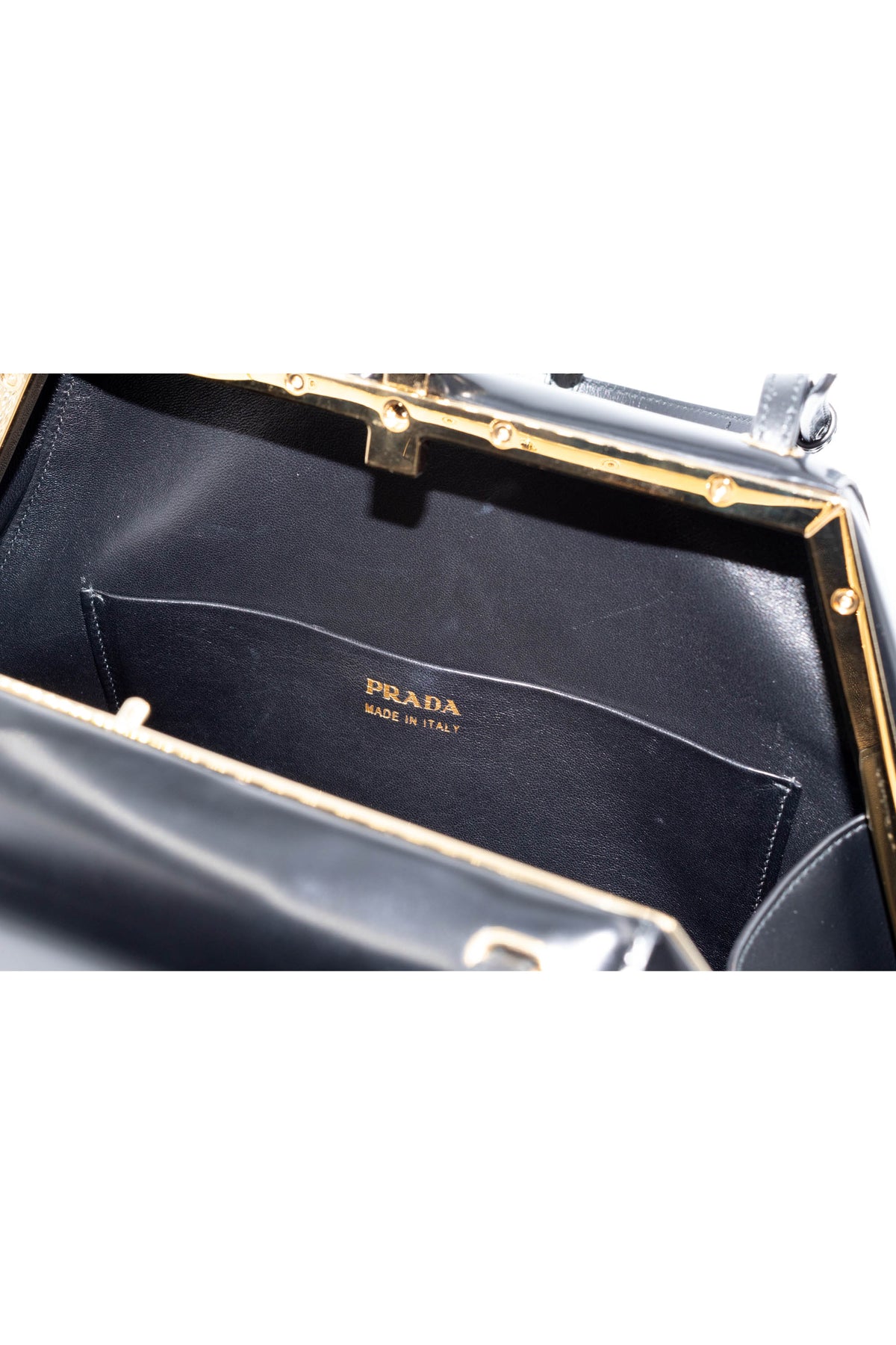 Prada Black Spazzolato Triangle Metal Top Handle Lady Purse With Lace Skirt Dust Bag