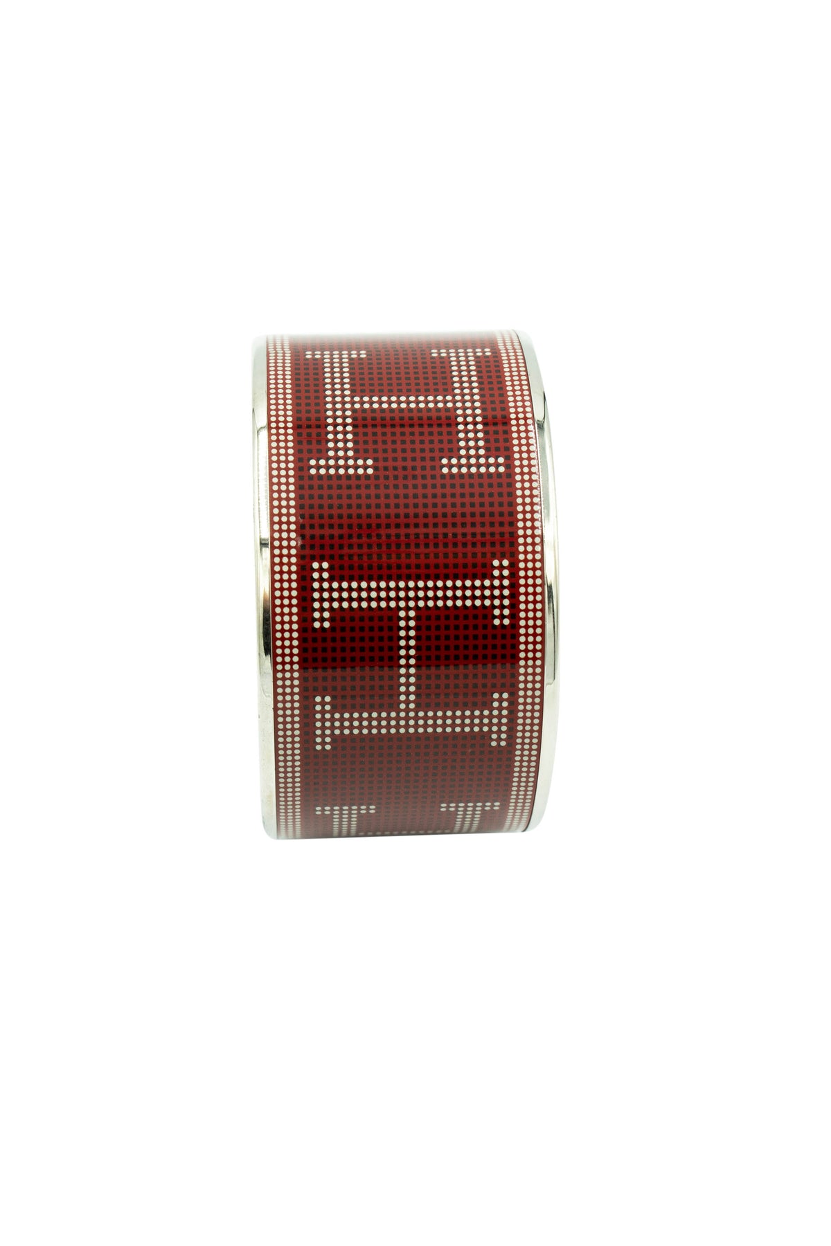 Hermes Wide Enamel Bangle Print Rouge H Palladium Bracelet