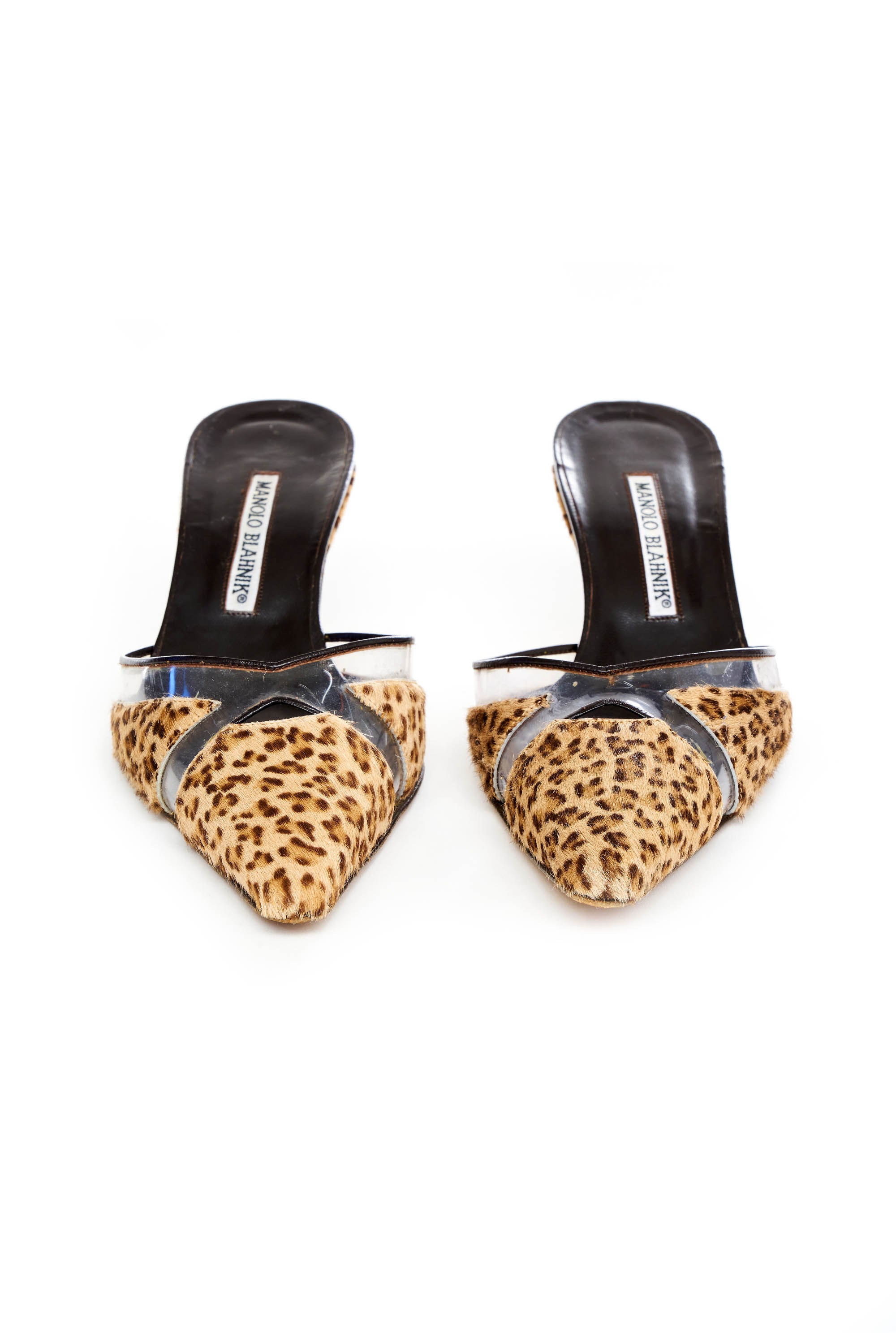 Manolo Blahnik Leopard Kitten Heel Mules Size 36