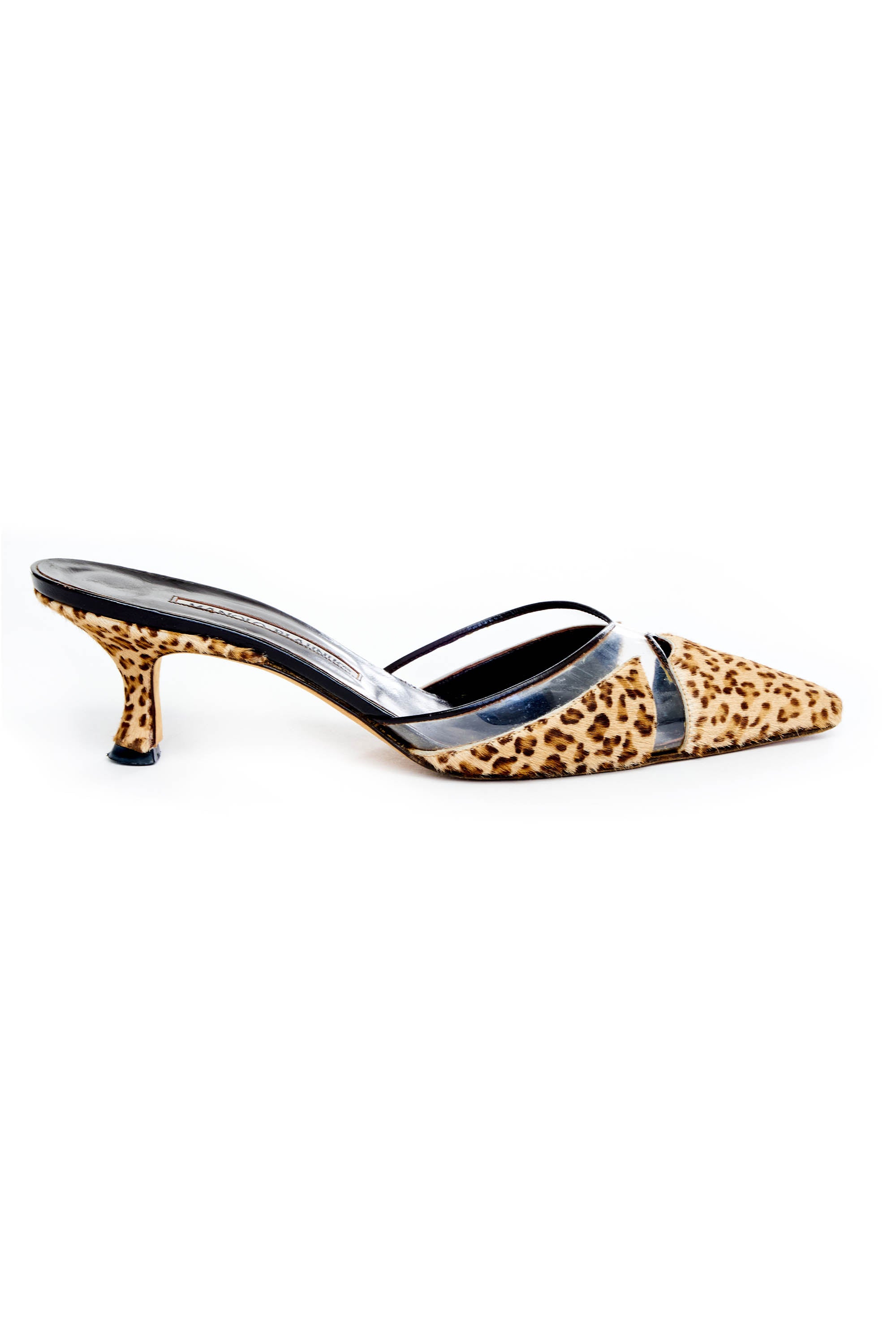 Manolo Blahnik Leopard Kitten Heel Mules Size 36