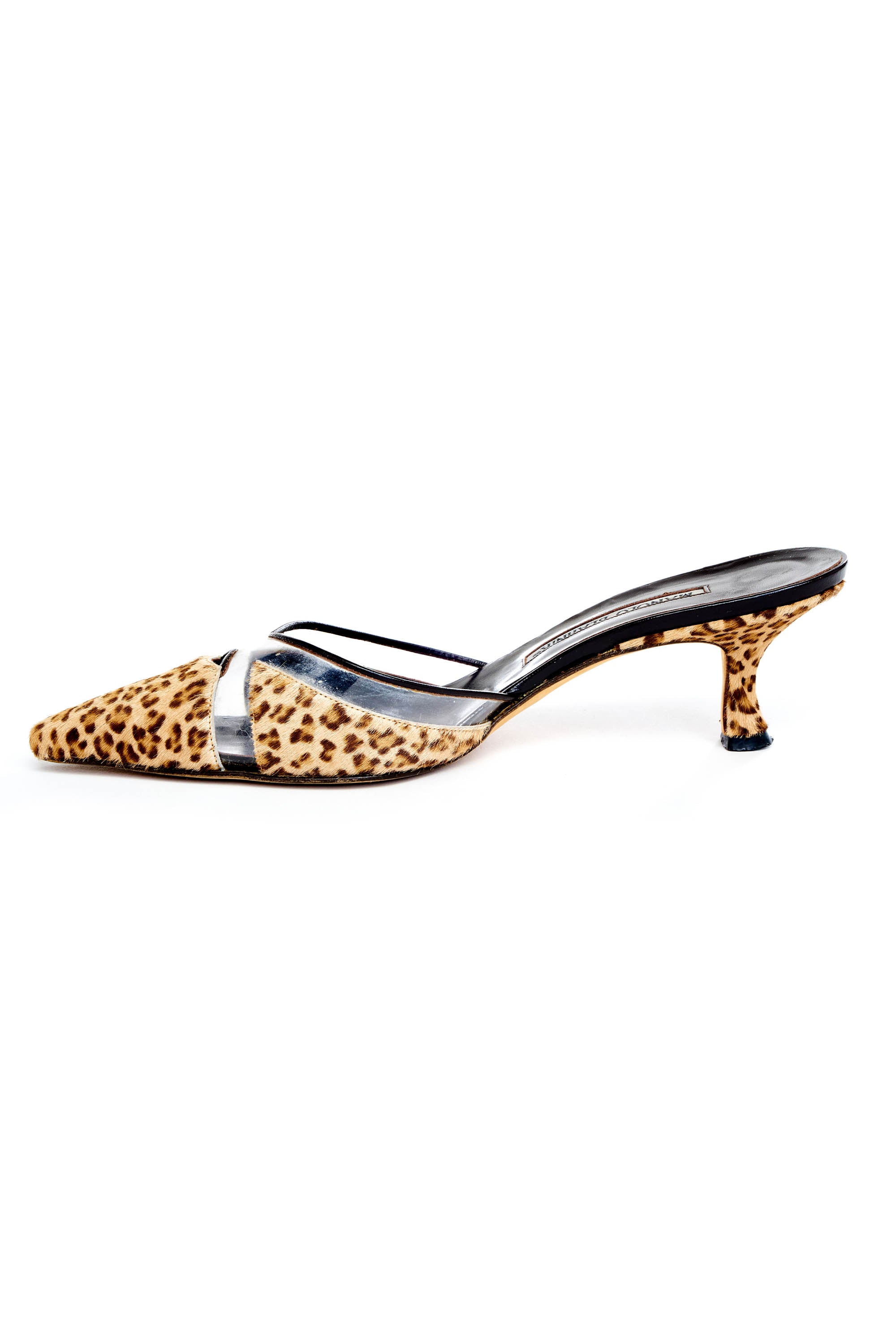 Manolo Blahnik Leopard Kitten Heel Mules Size 36