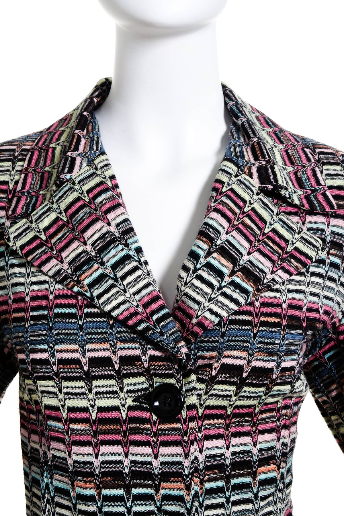 Missoni Multicolor Muted Striped Black Button Jacket Size 44/8