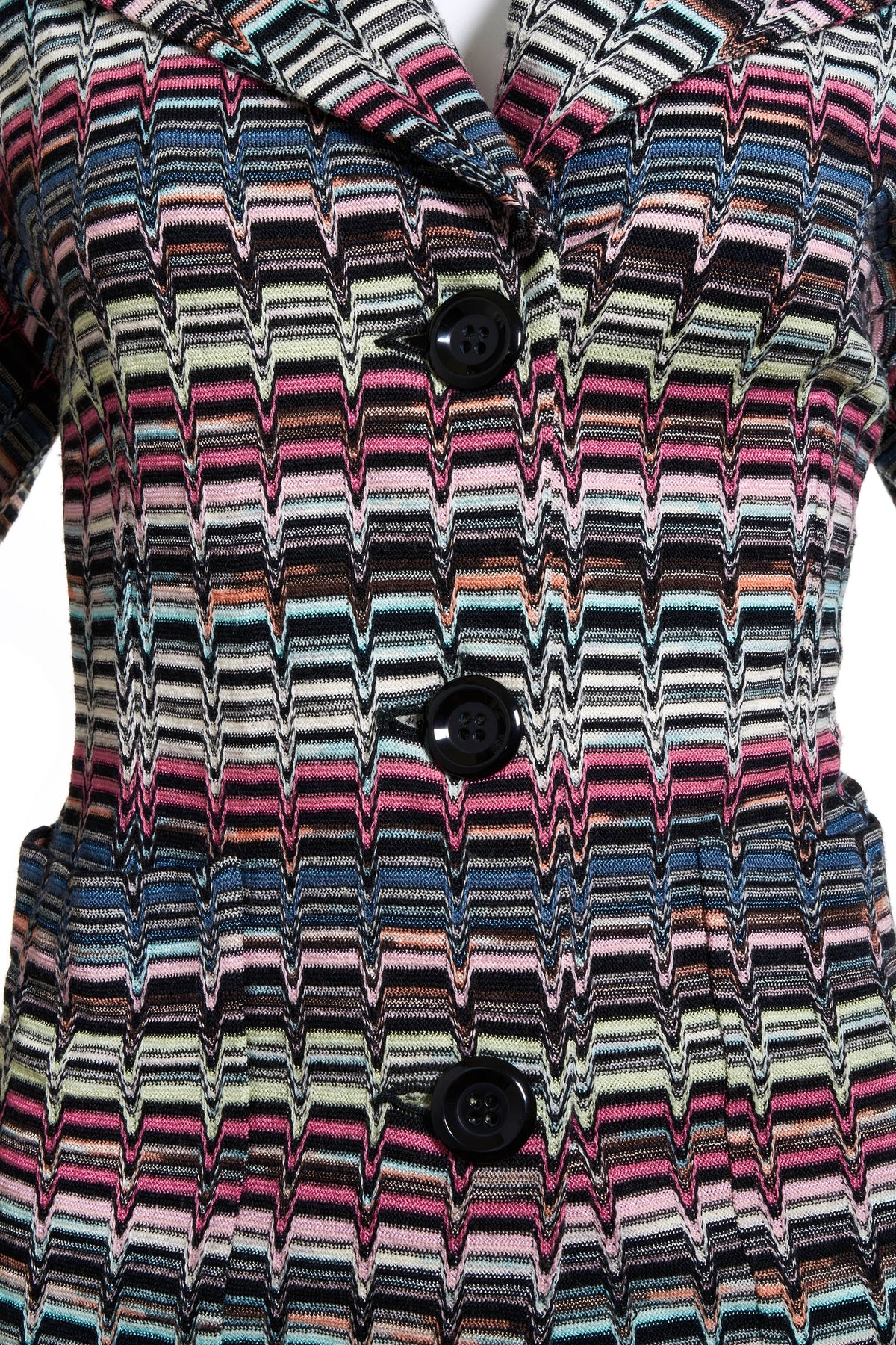 Missoni Multicolor Muted Striped Black Button Jacket Size 44/8