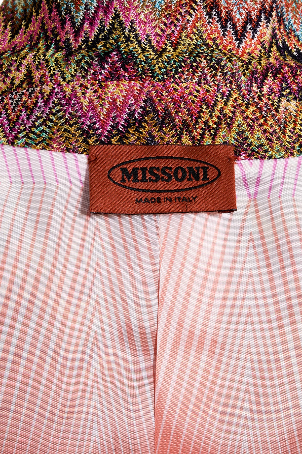 Missoni Multicolor Zig Zag Rayon Knit Orange Label Jacket