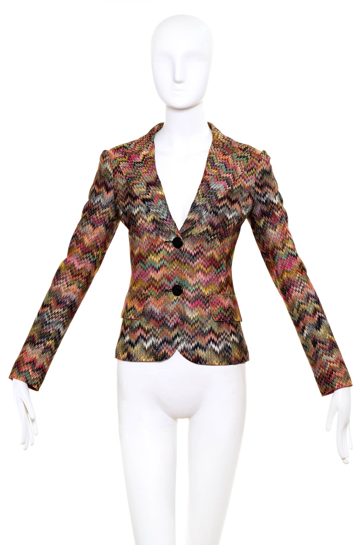 Missoni Multicolor Zig Zag Rayon Knit Orange Label Jacket