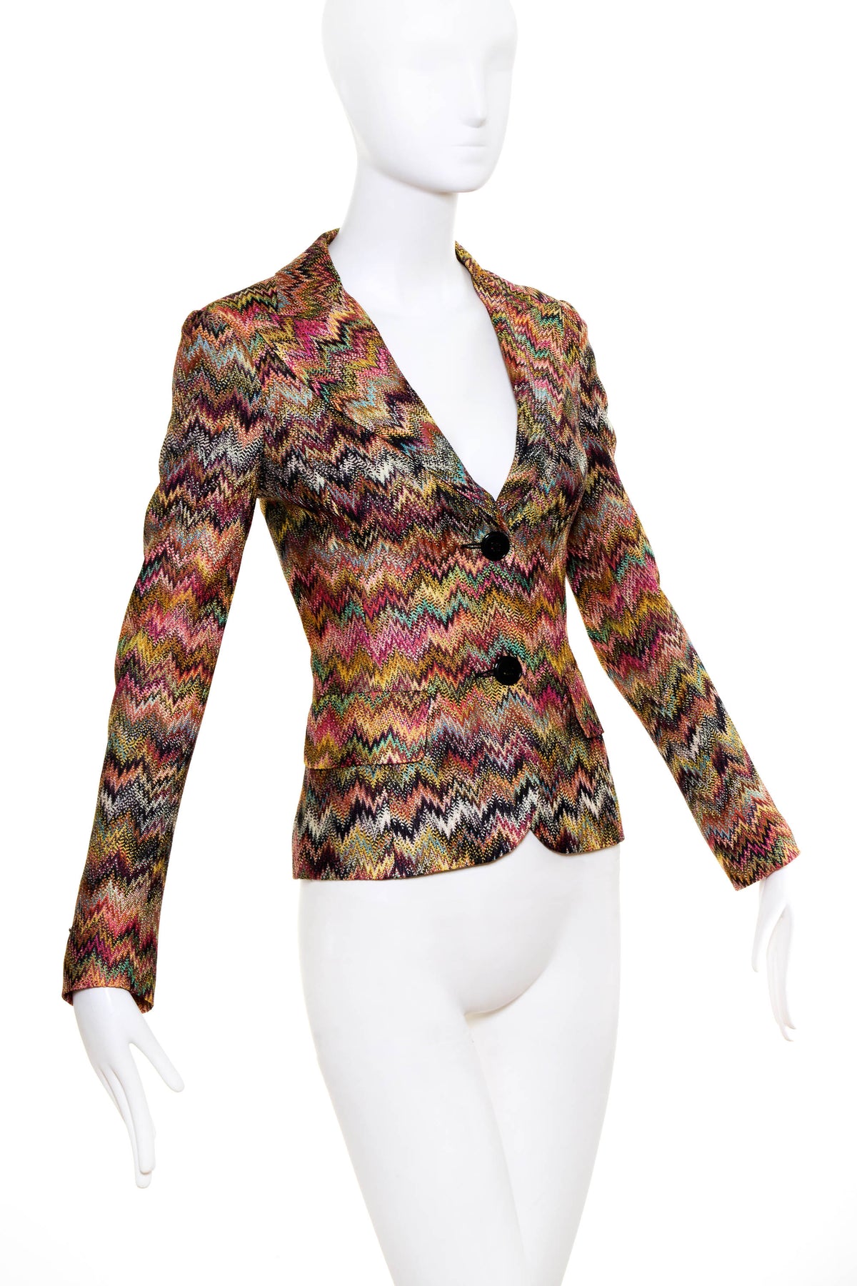 Missoni Multicolor Zig Zag Rayon Knit Orange Label Jacket