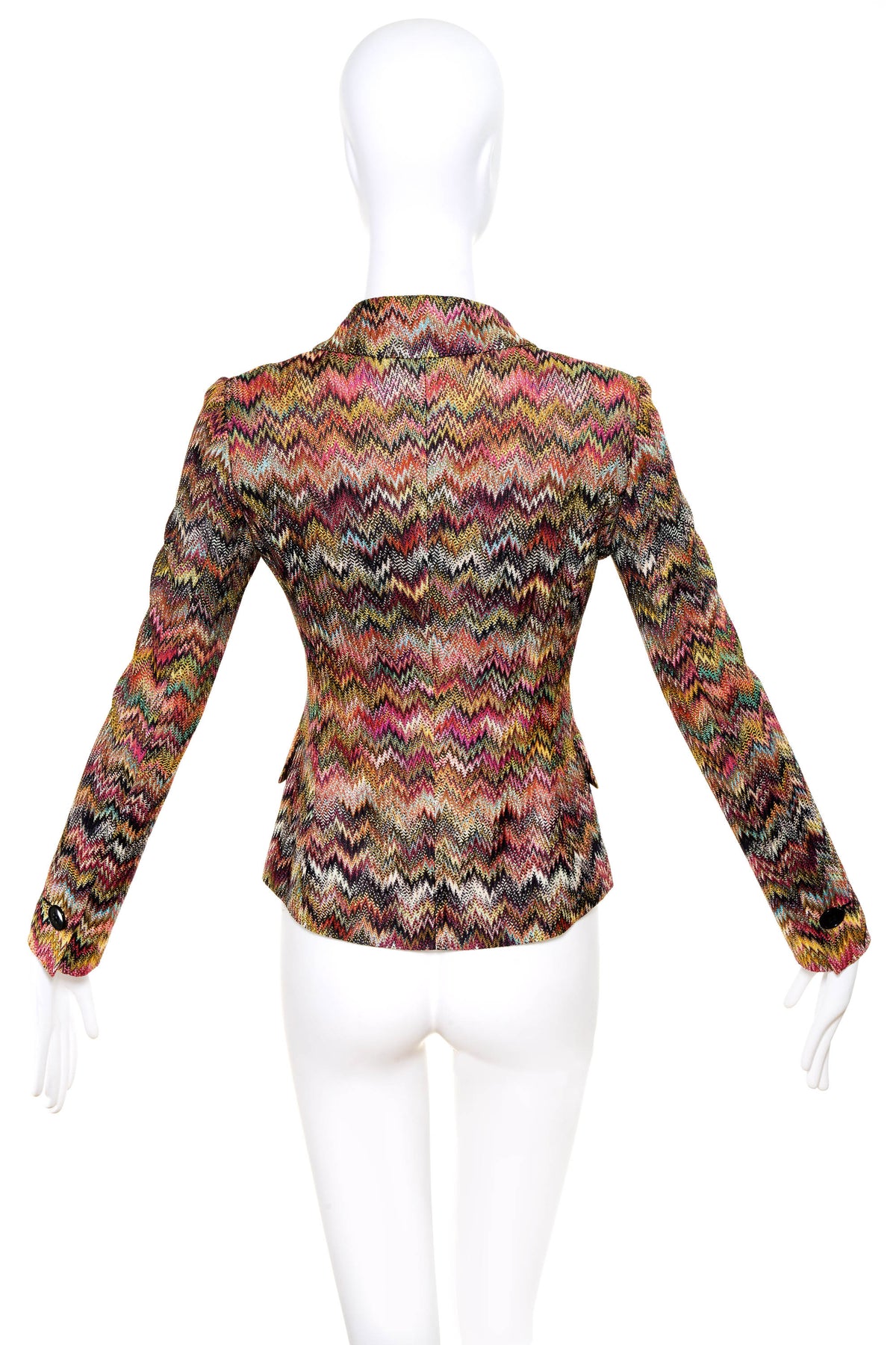 Missoni Multicolor Zig Zag Rayon Knit Orange Label Jacket