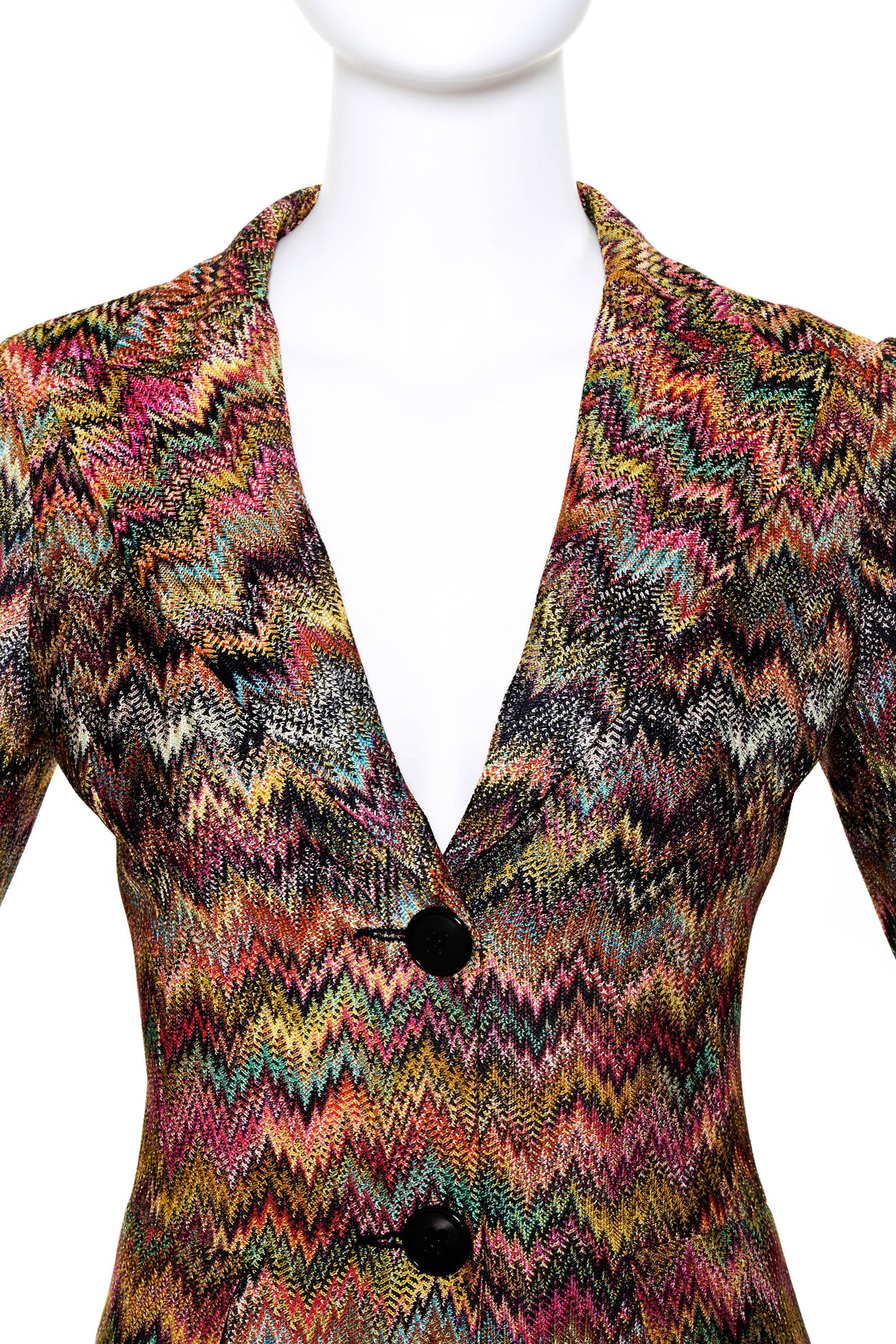 Missoni Multicolor Zig Zag Rayon Knit Orange Label Jacket