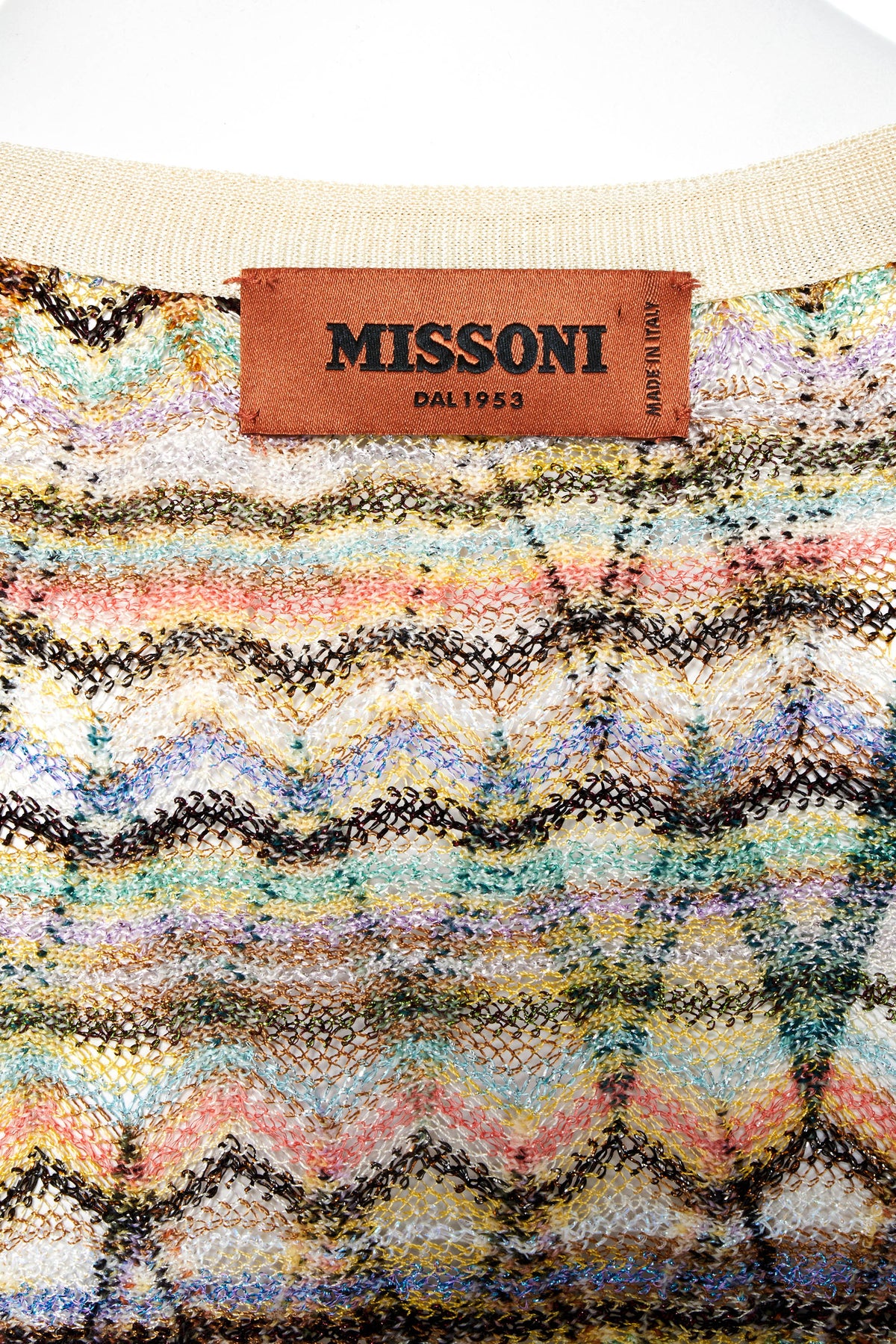 Missoni Orange Label Top Multicolor Metallic Knit Zig Zag Knit Cardigan 44/8