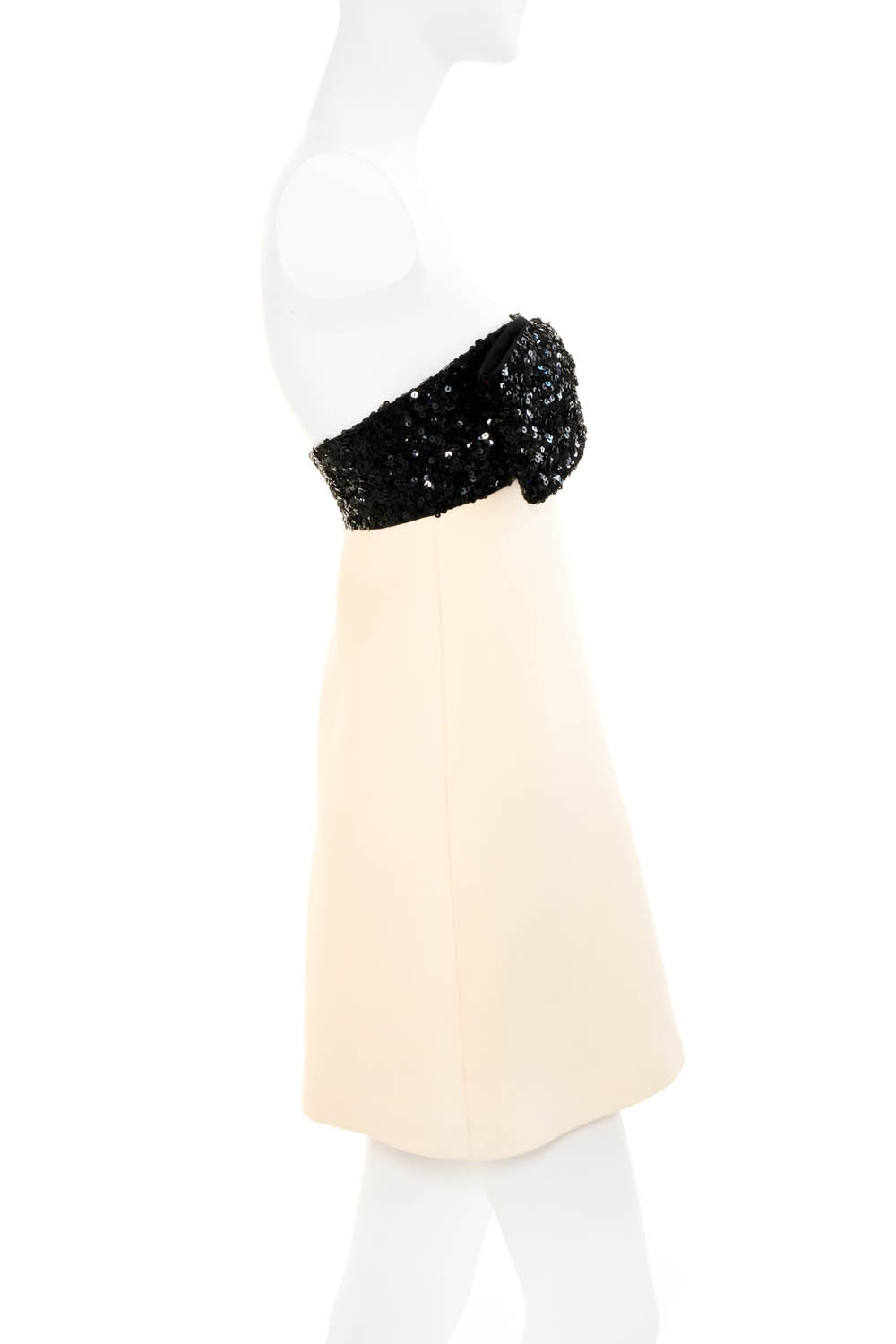 Miu Miu White A-Line Dress With Sequin Bow Size Small
