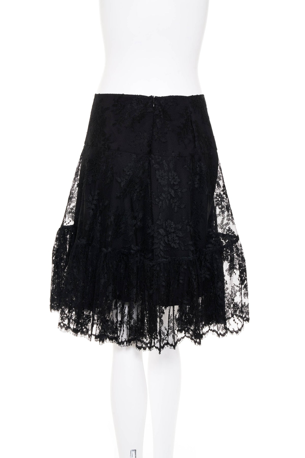 Morgane Lefey Black Lace Midi Skirt Size M