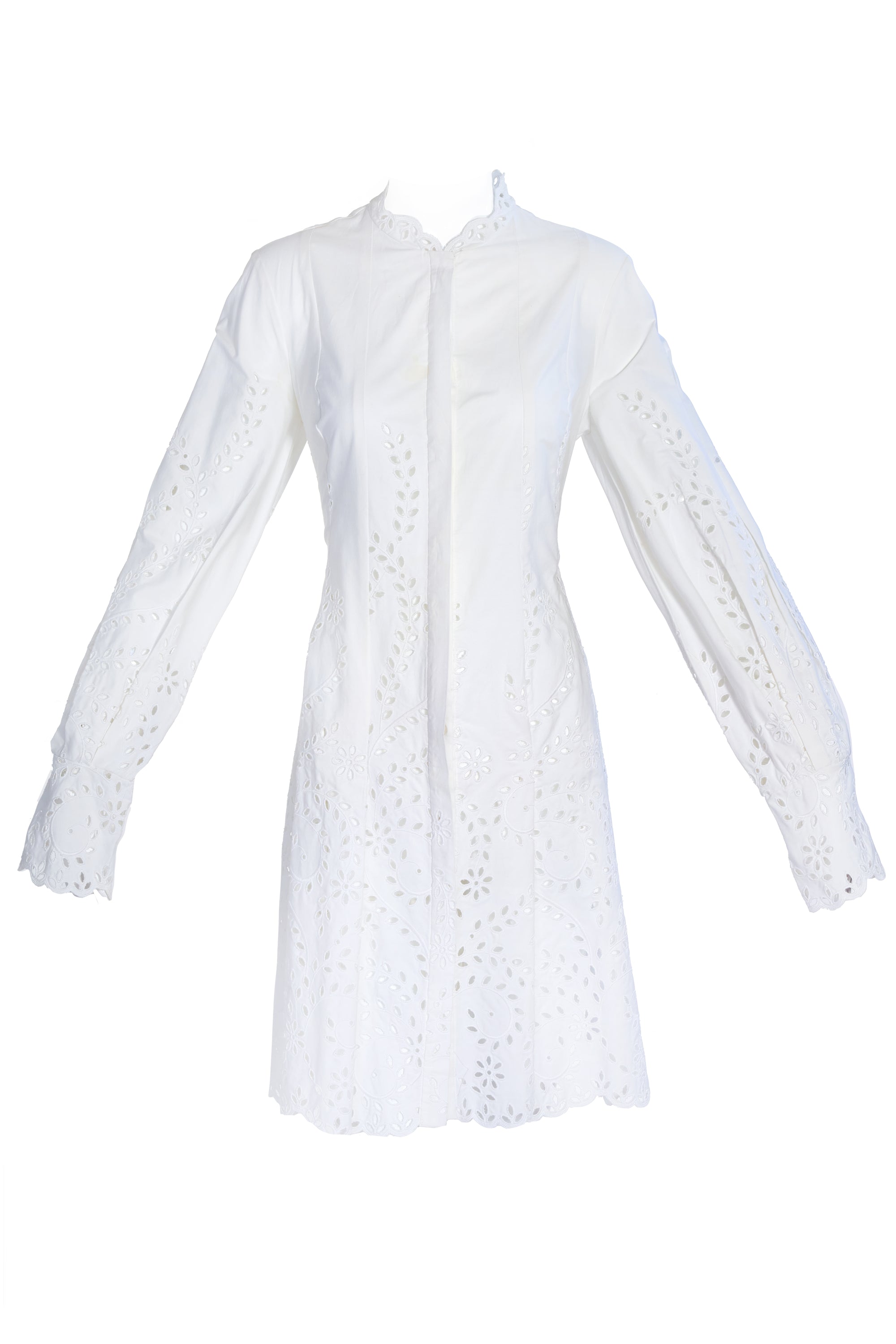 Oscar de La Renta White Cotton Shirt Dress Size 8