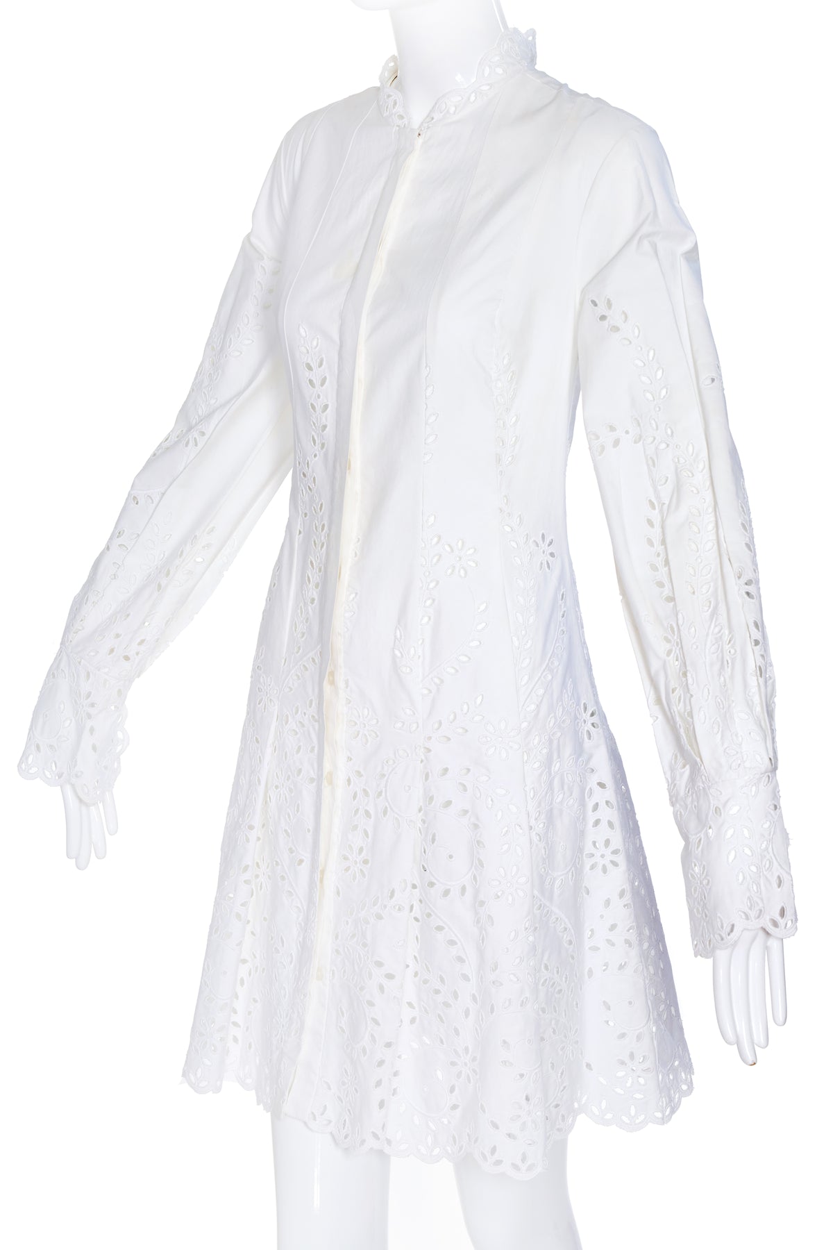 Oscar de La Renta White Cotton Shirt Dress Size 8