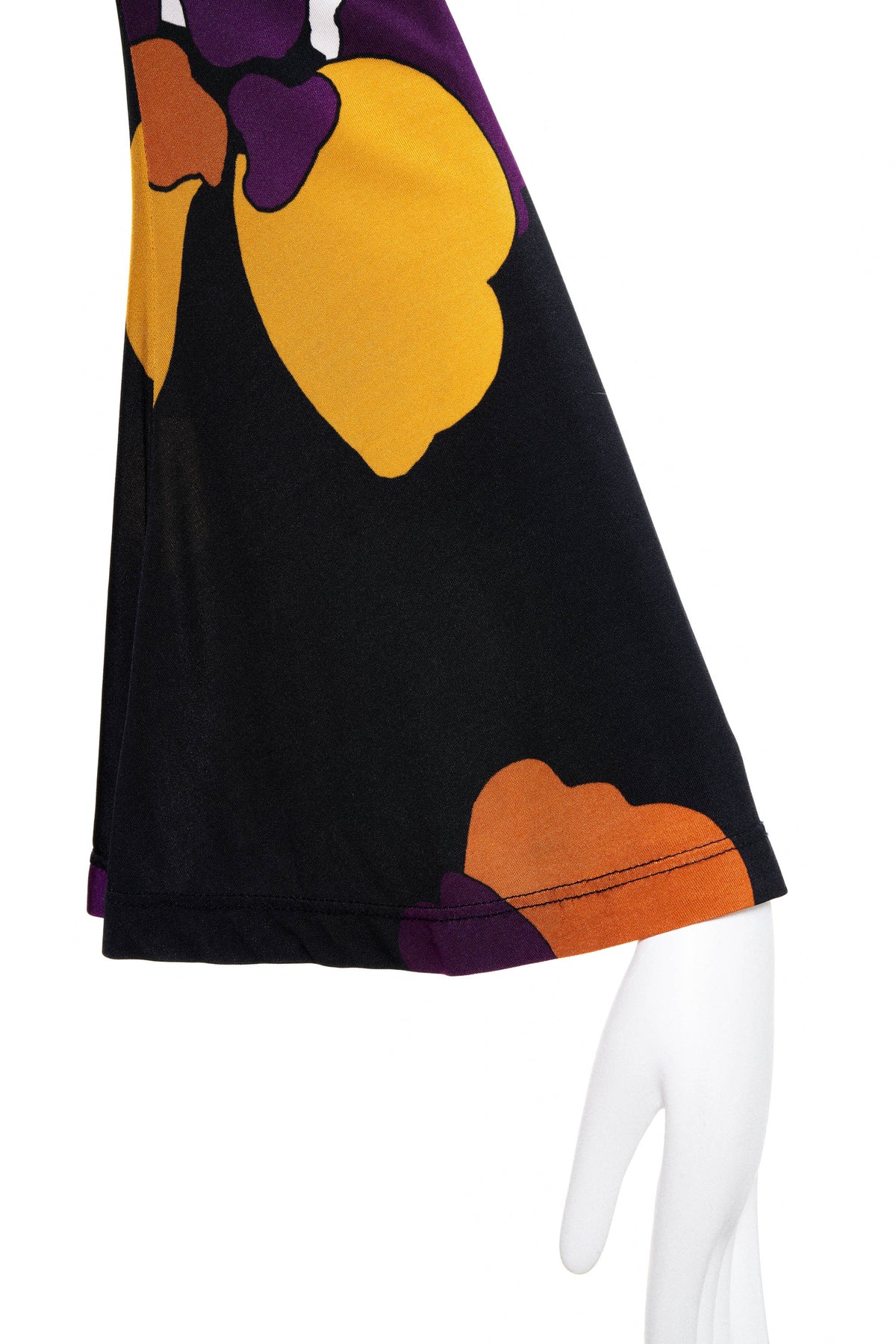 Pas Pour Tor Black with Orange and Purple Flowers Long Sleeve Dress