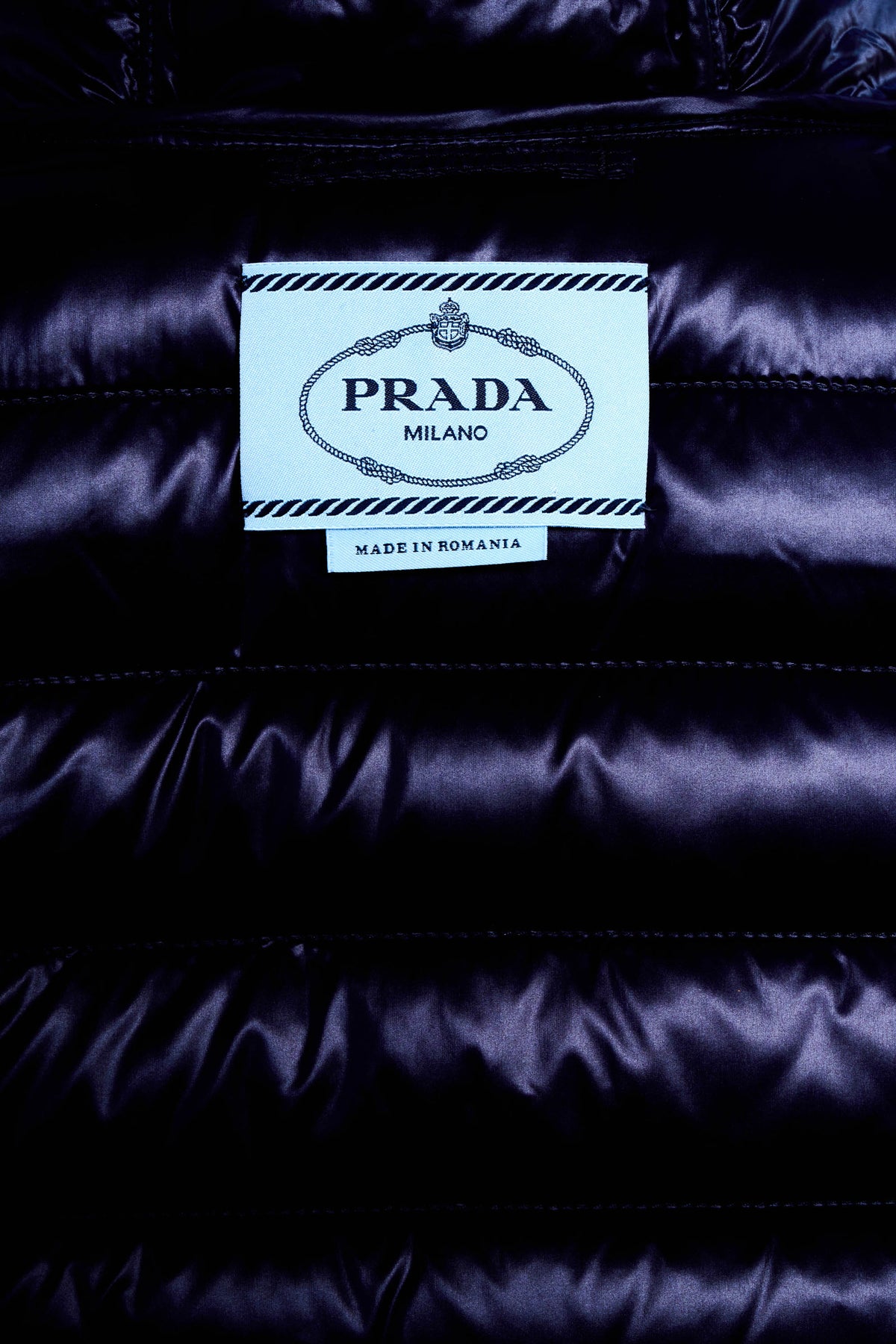 Prada Navy Black Trim Piumino Down Puffer Jacket Size 40/4