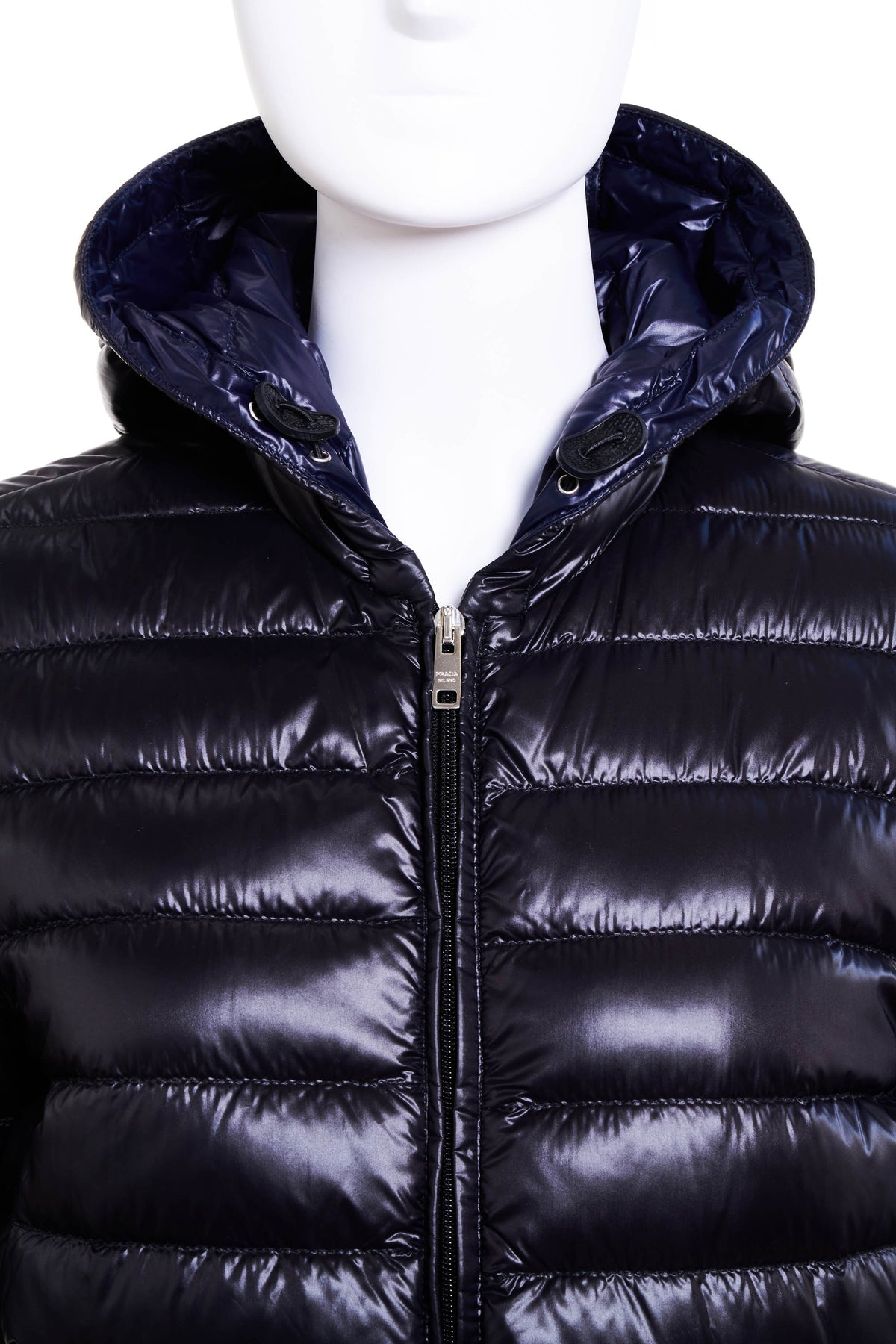 Prada Navy Black Trim Piumino Down Puffer Jacket Size 40/4