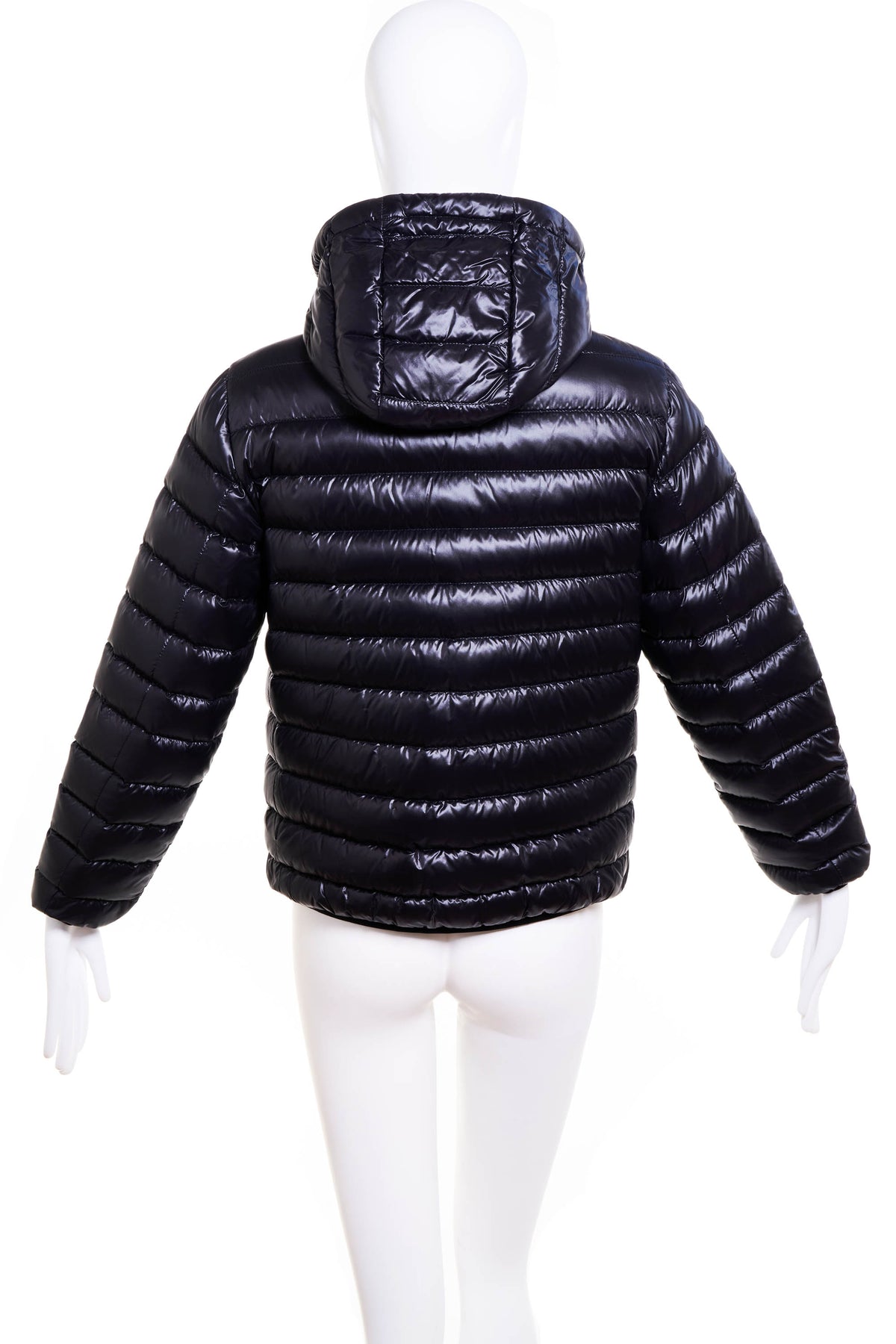 Prada Navy Black Trim Piumino Down Puffer Jacket Size 40/4