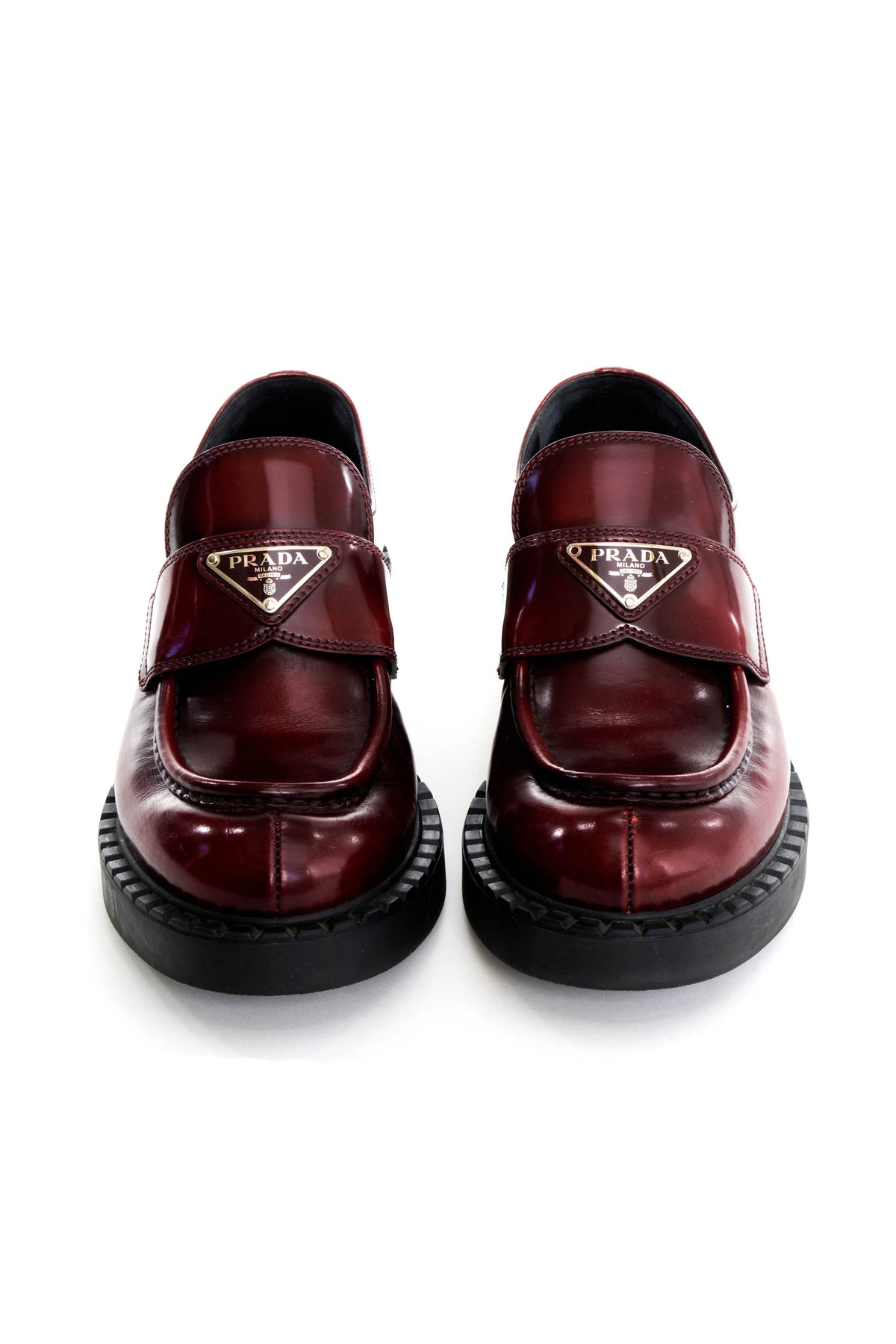 Prada Burgundy Loafers Porpora Fume Size 37.5