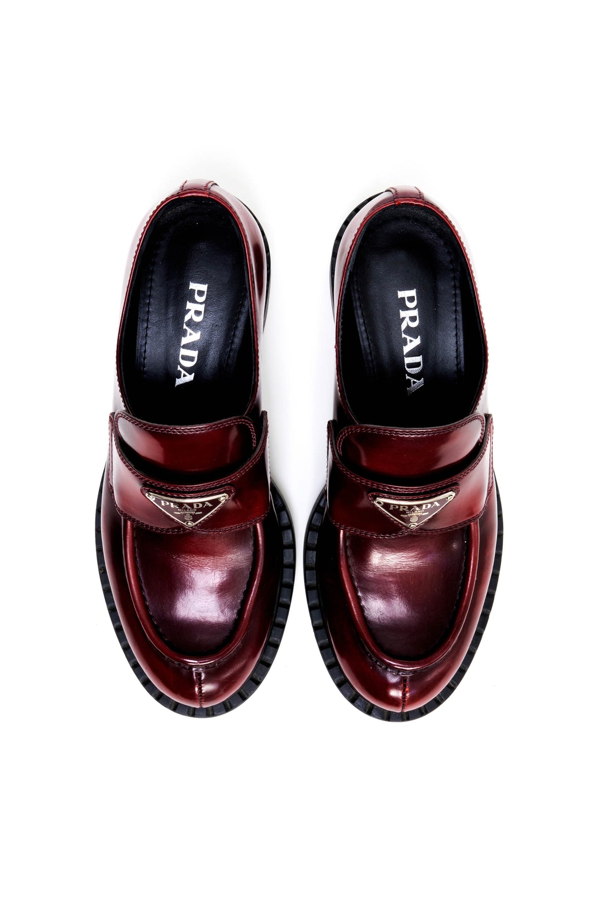 Prada Burgundy Loafers Porpora Fume Size 37.5