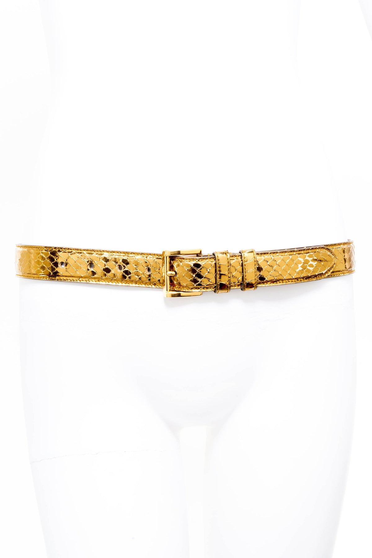 Prada Gold Snakeskin Pattern Belt Size 80/32