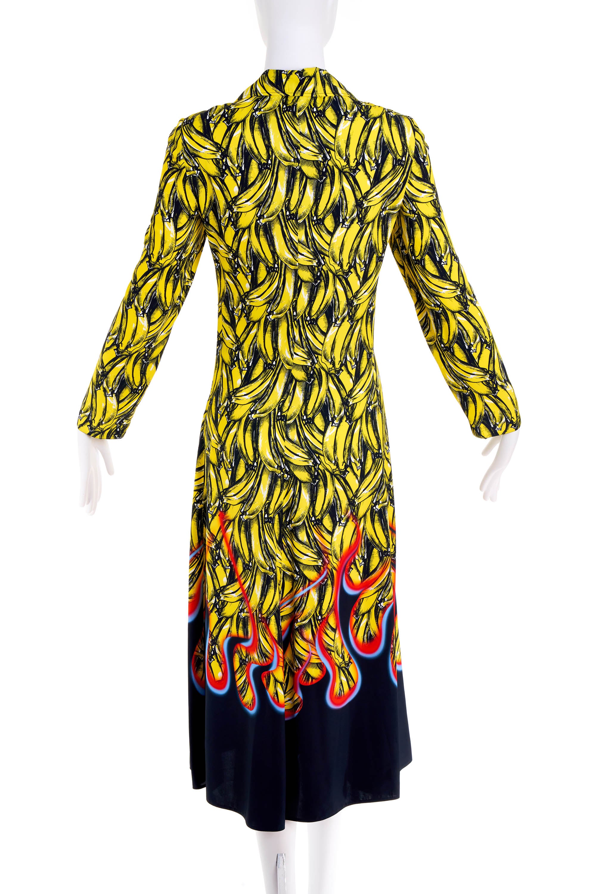 Prada Bananas Flame Print Shirt Dress Size 40