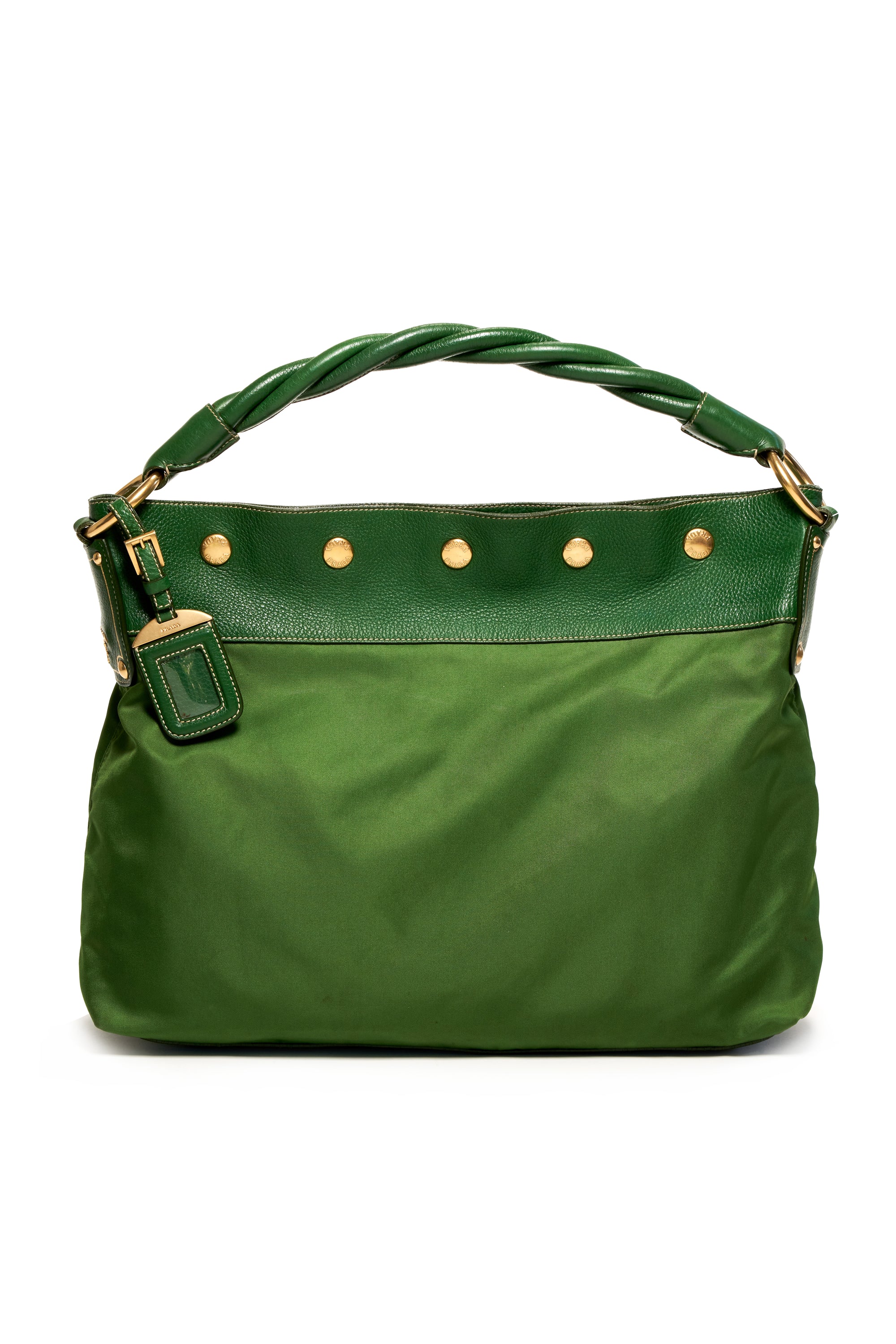 Prada Green Nylon Top Handle Tessuto Bag