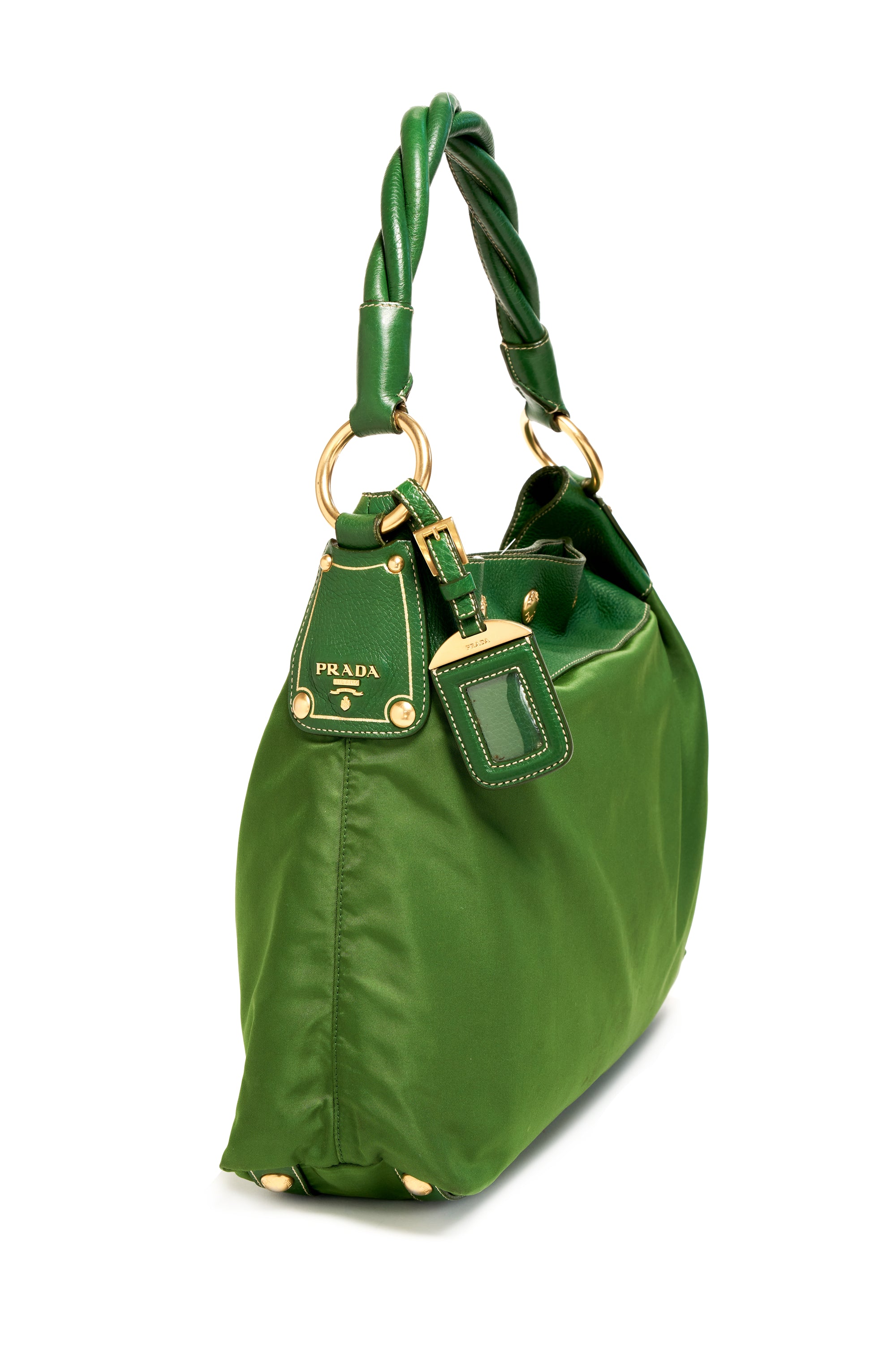 Prada Green Nylon Top Handle Tessuto Bag