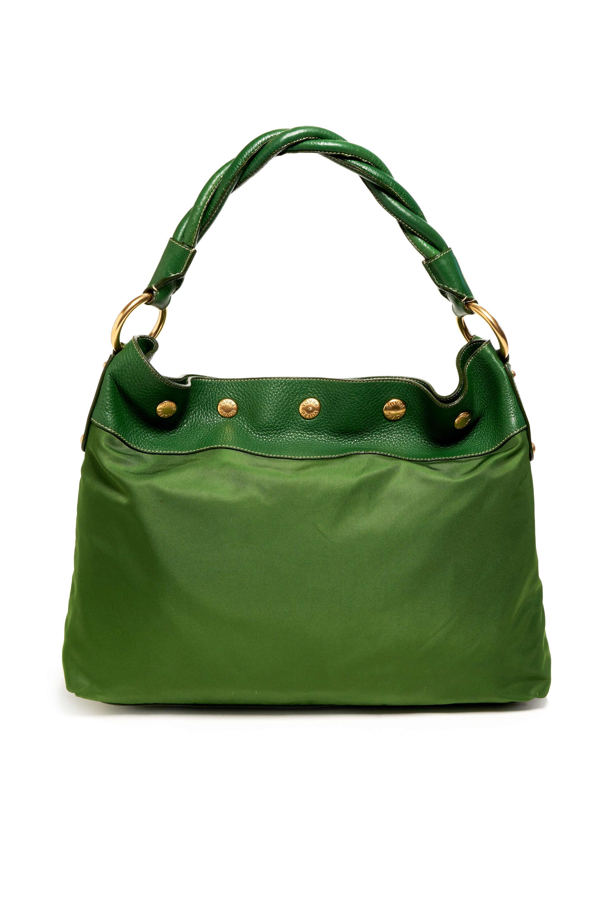 Prada Green Nylon Top Handle Tessuto Bag