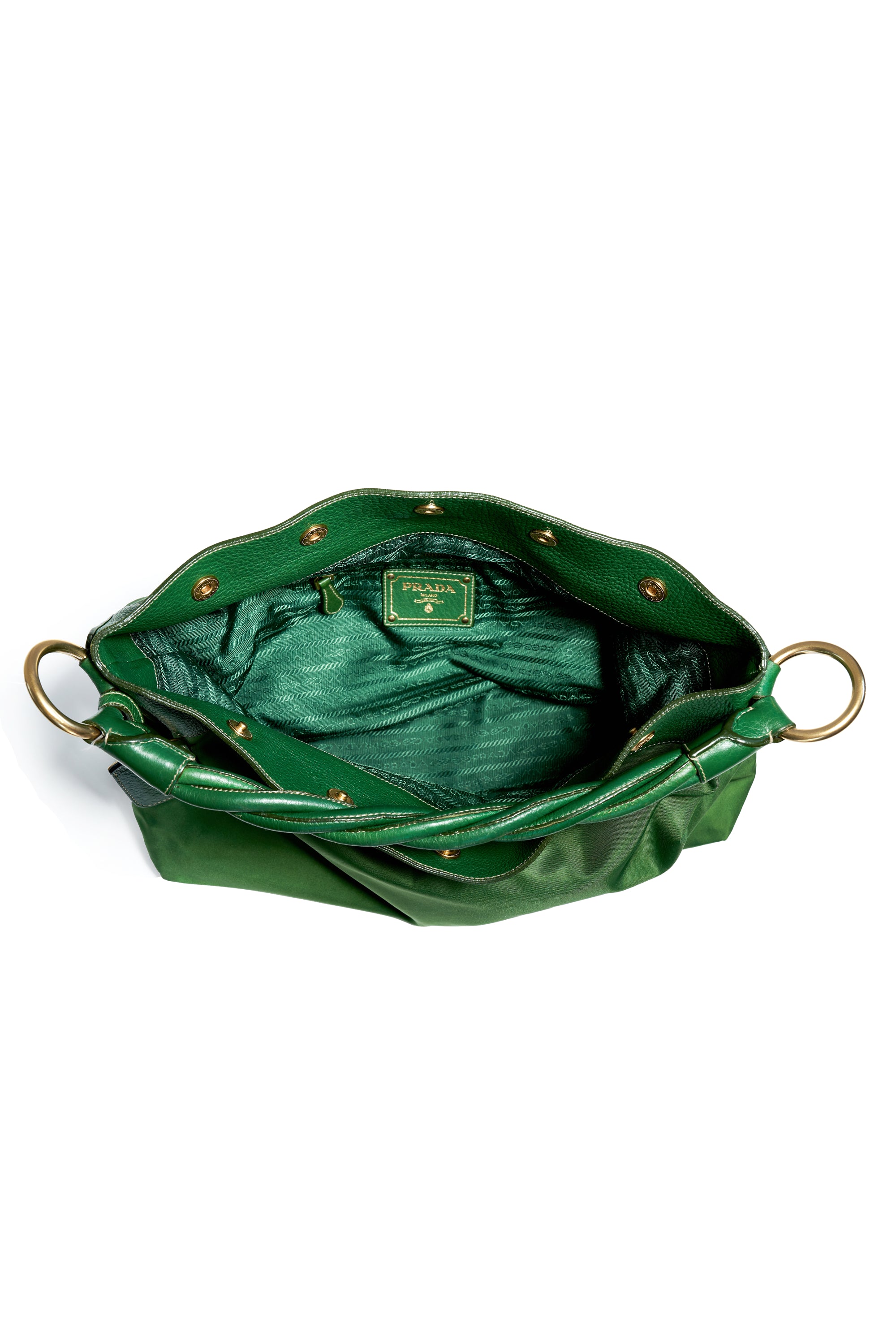 Prada Green Nylon Top Handle Tessuto Bag