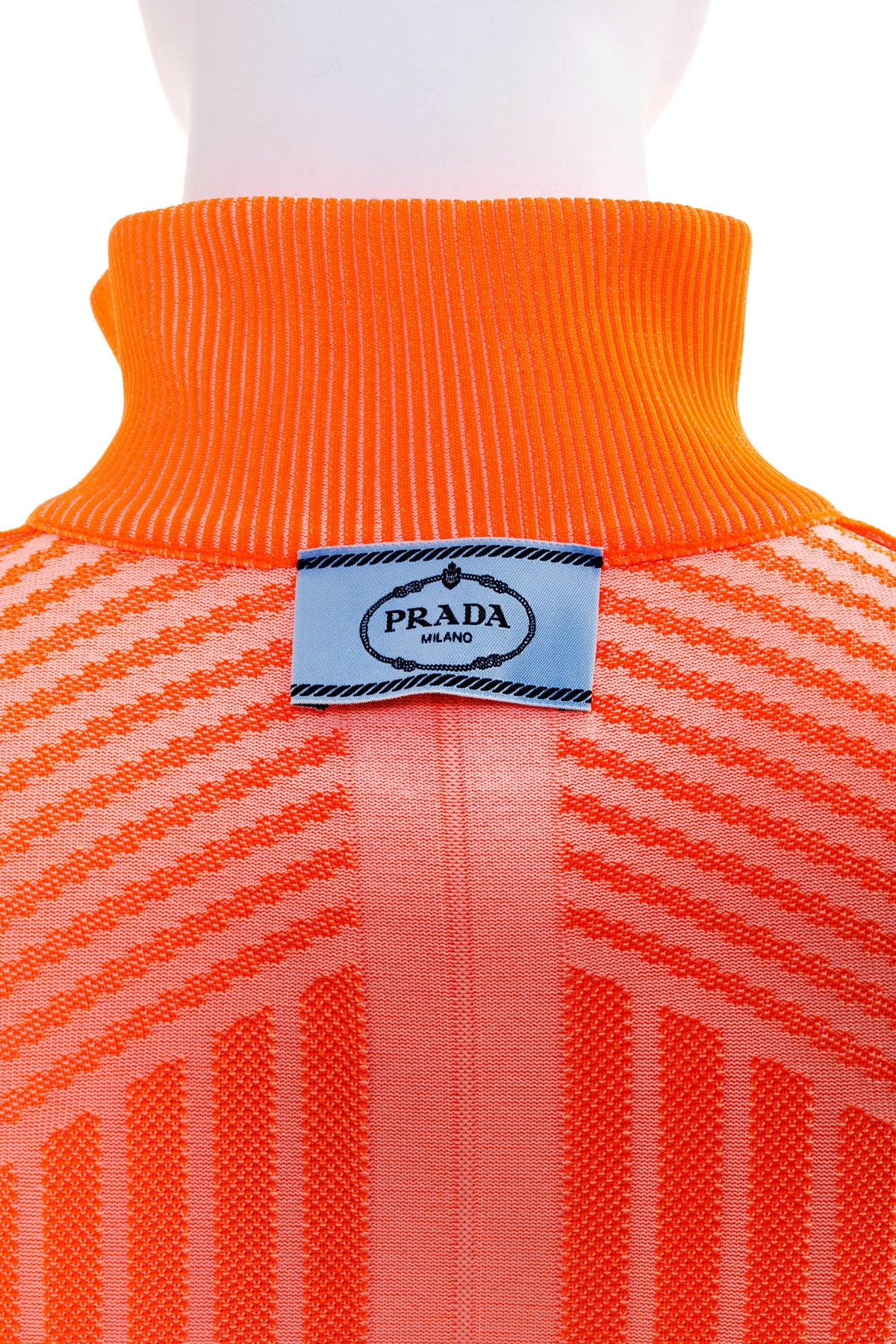 Prada Orange Half-Zip Sport Sweater With Tech Pattern