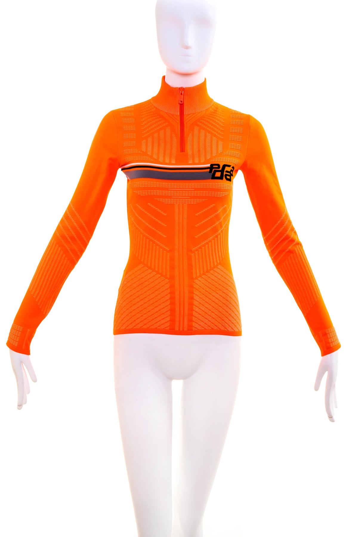 Prada Orange Half-Zip Sport Sweater With Tech Pattern