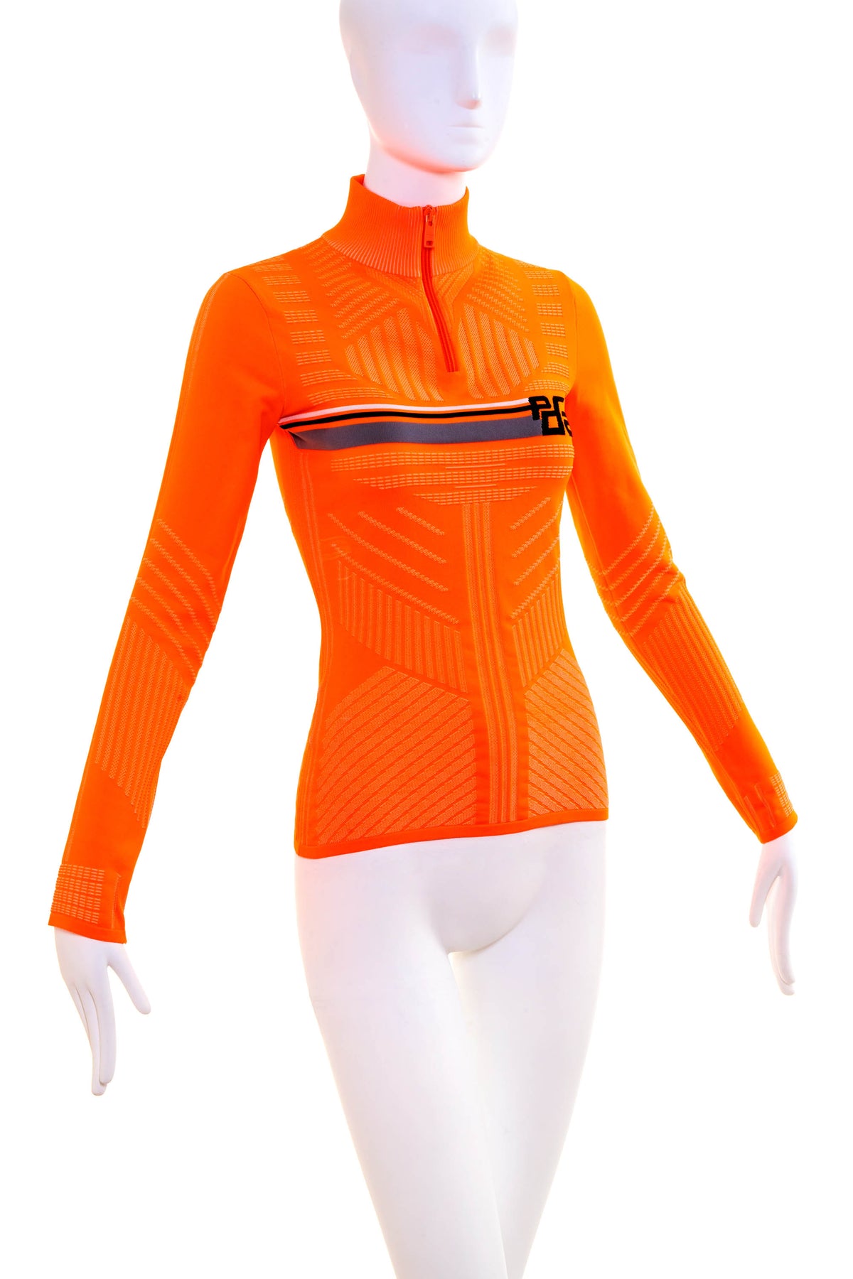 Prada Orange Half-Zip Sport Sweater With Tech Pattern