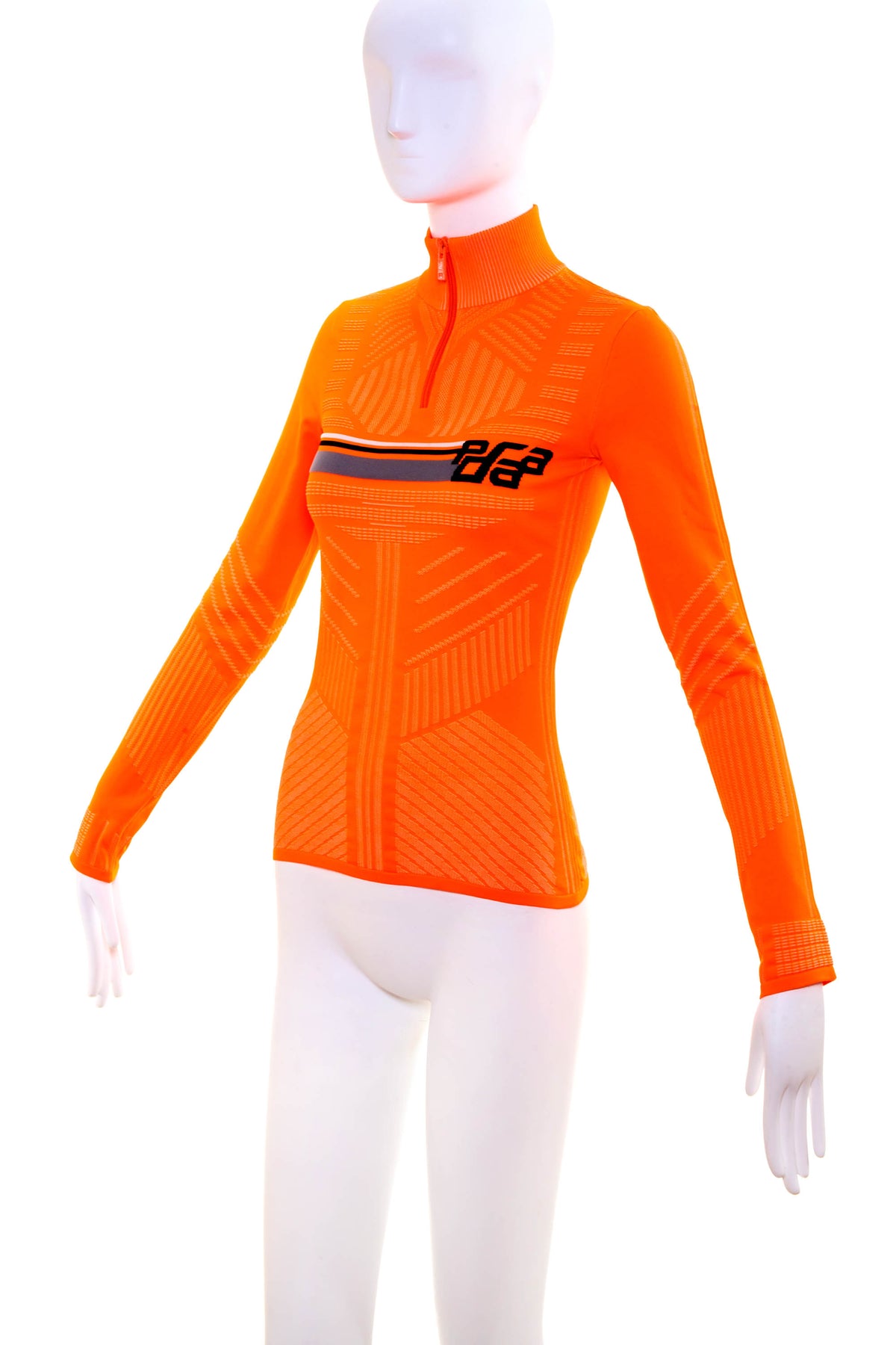 Prada Orange Half-Zip Sport Sweater With Tech Pattern