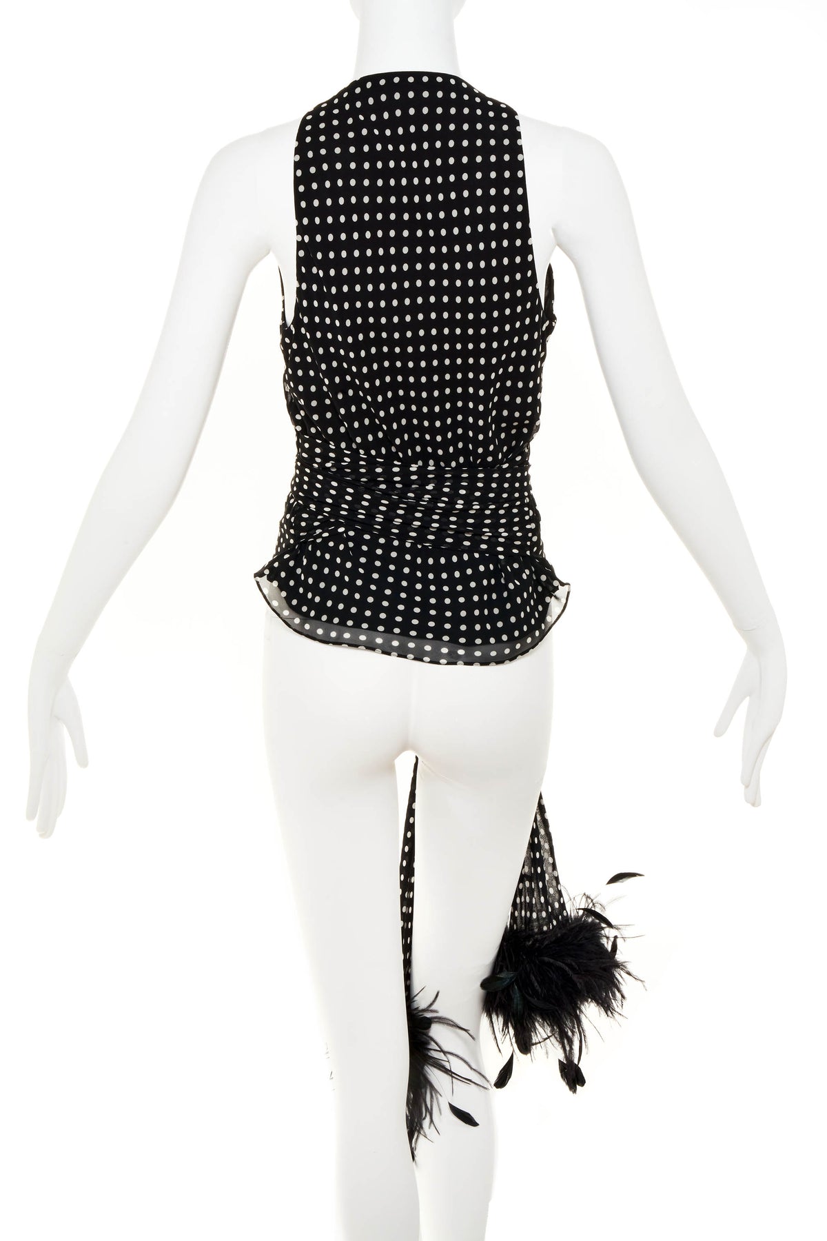 Ralph Lauren Black Polka Dot Tie Sleeveless Top