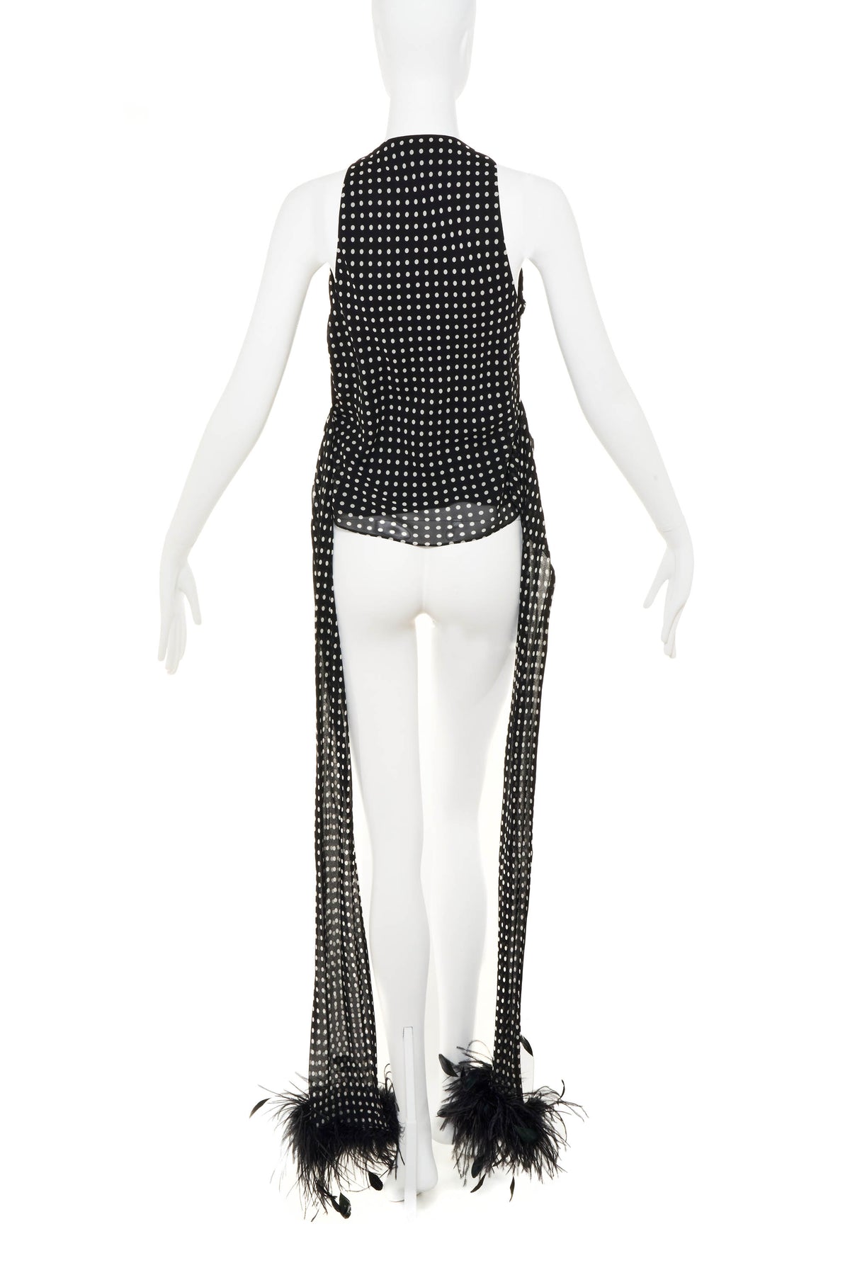 Ralph Lauren Black Polka Dot Tie Sleeveless Top