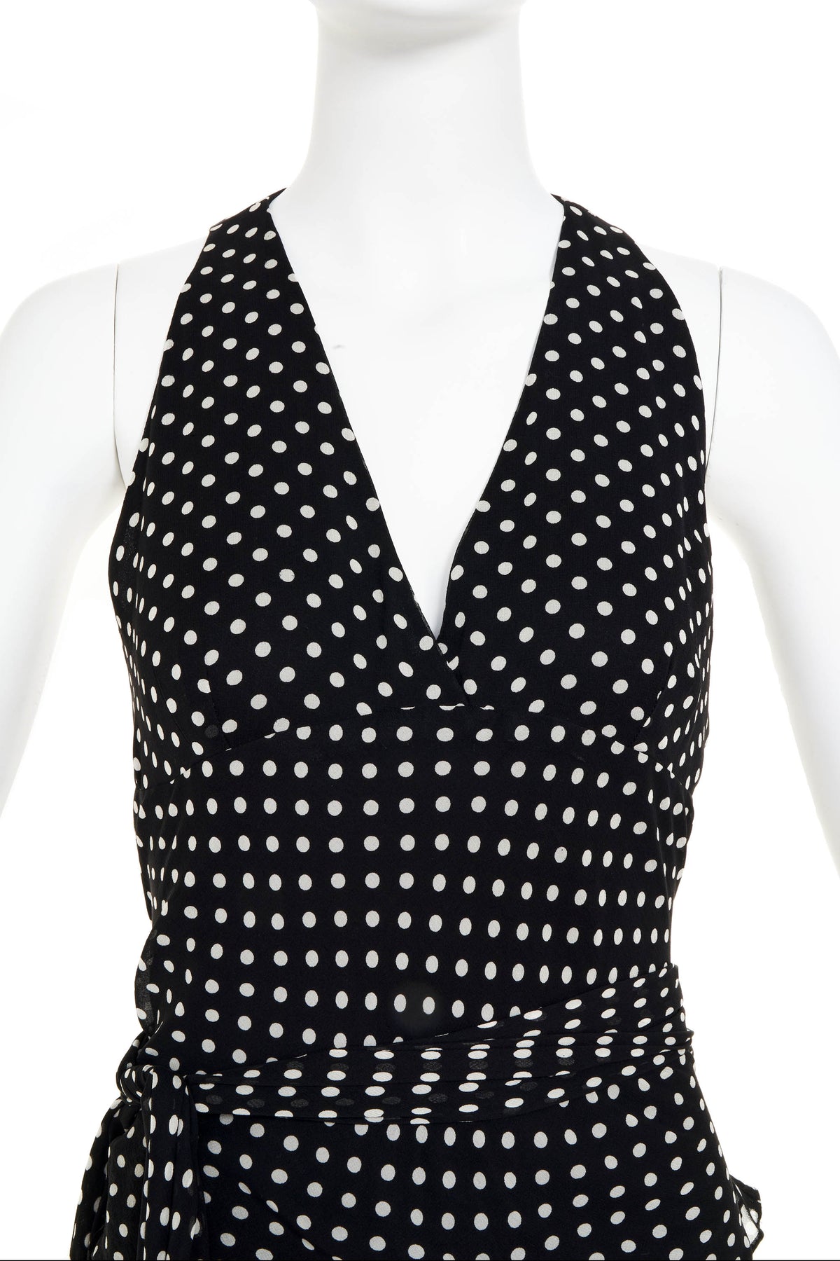 Ralph Lauren Black Polka Dot Tie Sleeveless Top