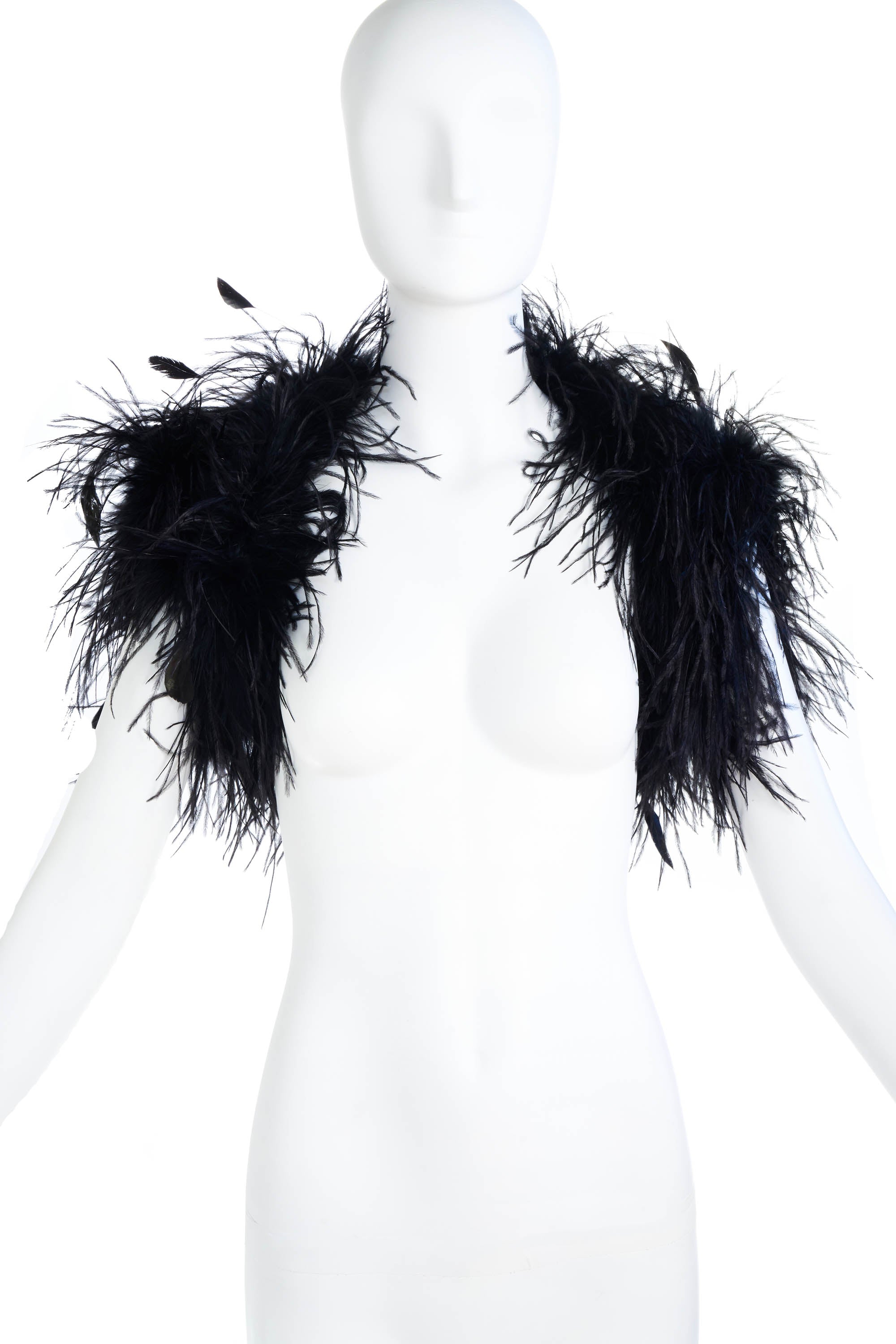 Ralph Lauren Black Label Ostrich Feather Shrug Shawl Size Medium