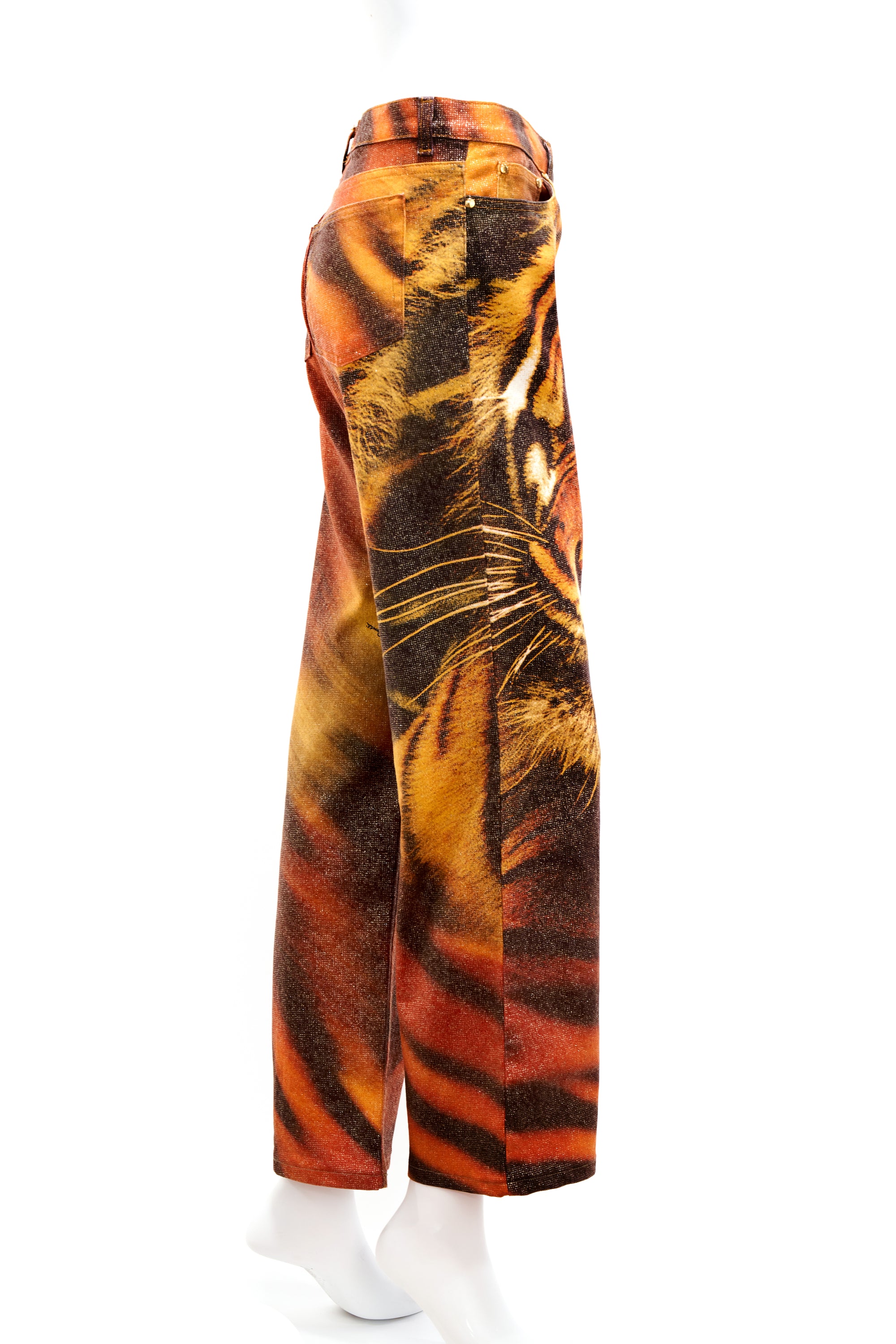 Roberto Cavalli Metallic Tiger Print Pants Size XL