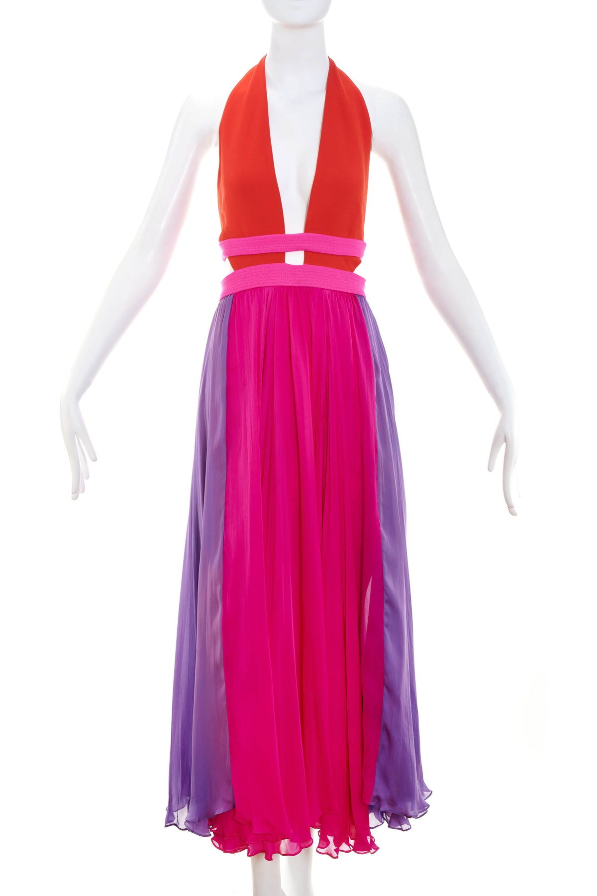 Roberto Cavalli Fuchsia Color Block Dress