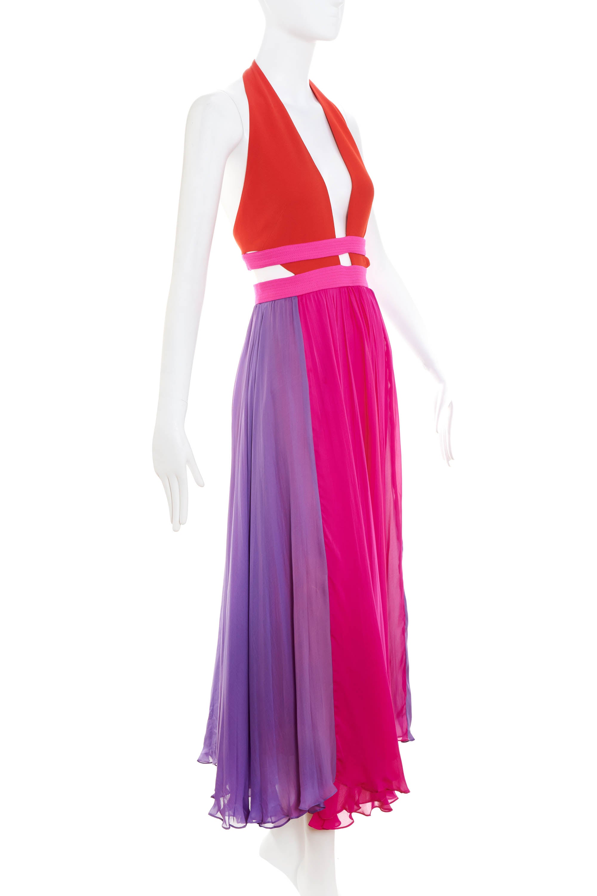 Roberto Cavalli Fuchsia Color Block Dress