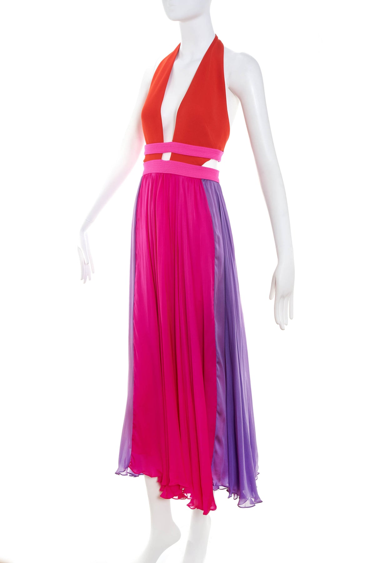 Roberto Cavalli Fuchsia Color Block Dress