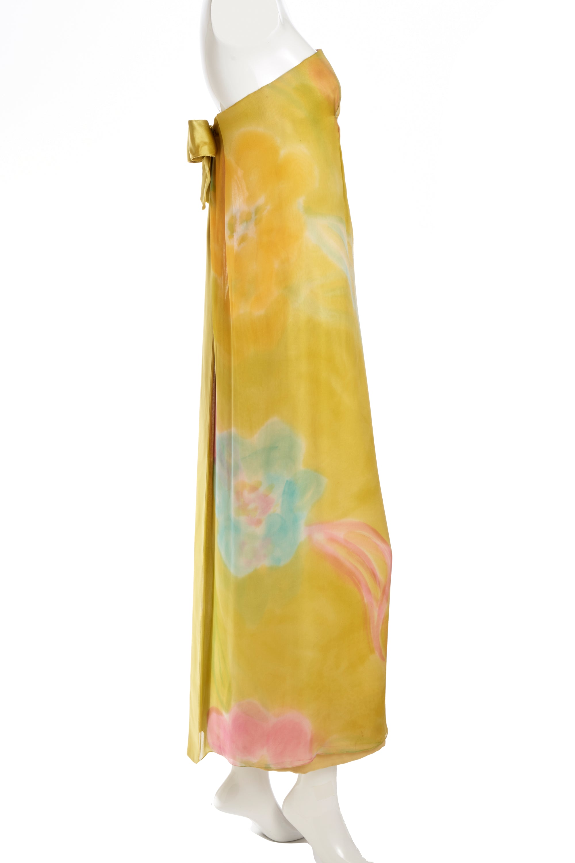 Sarmi Tie Dye Chiffon Strapless Gown 1960s