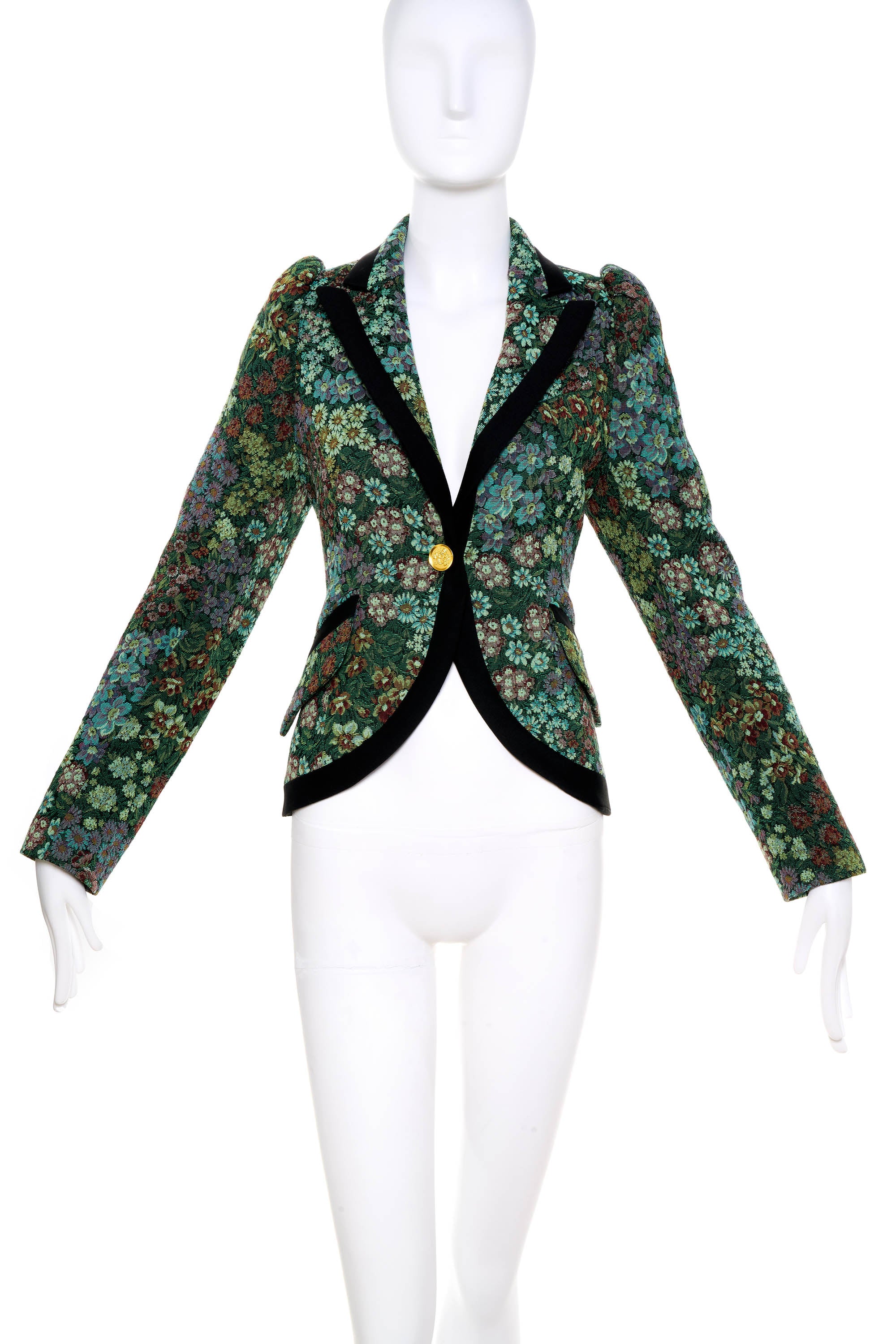 Smythe Green Tapestry Floral Duchess Jacket Size 10