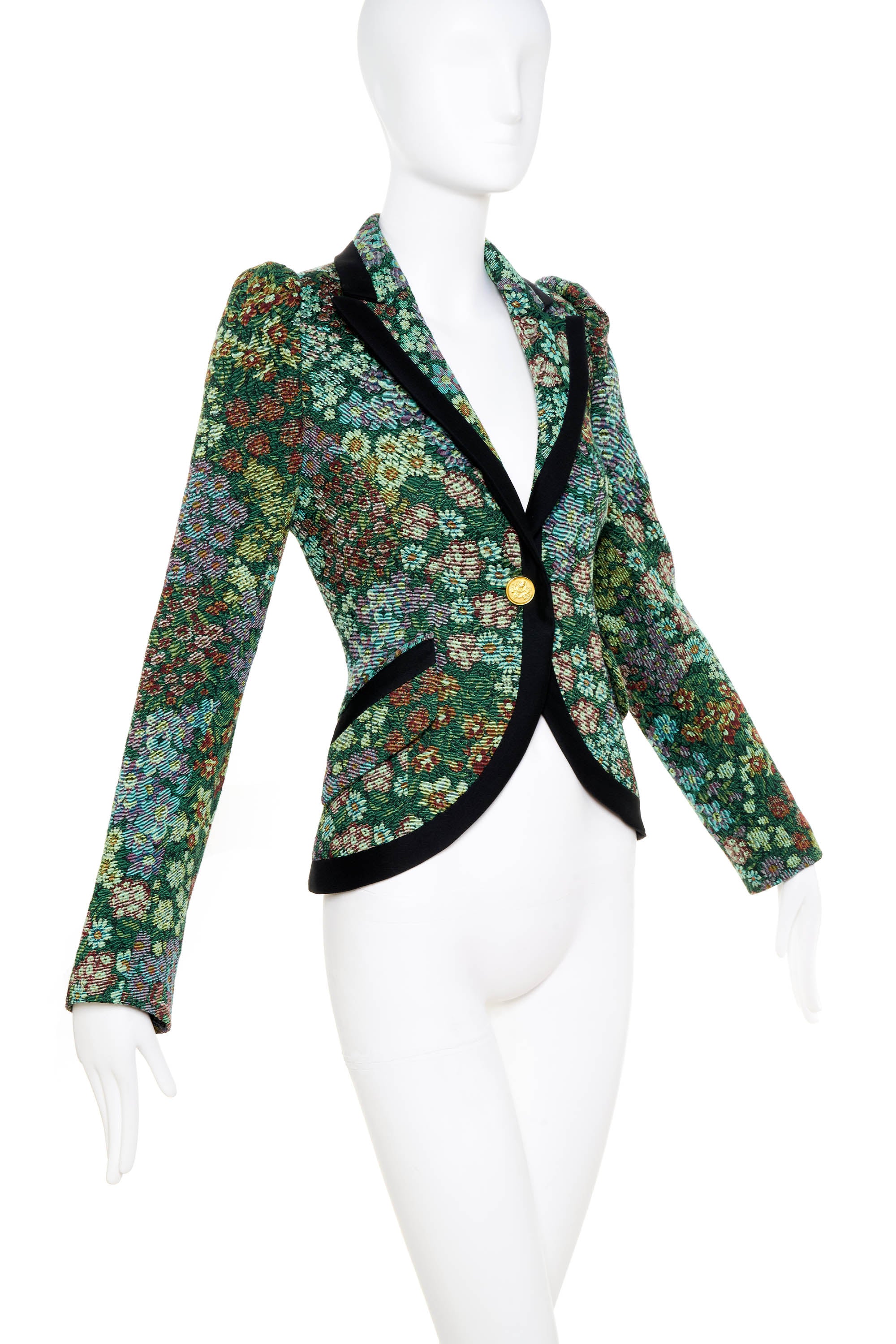 Smythe Green Tapestry Floral Duchess Jacket Size 10