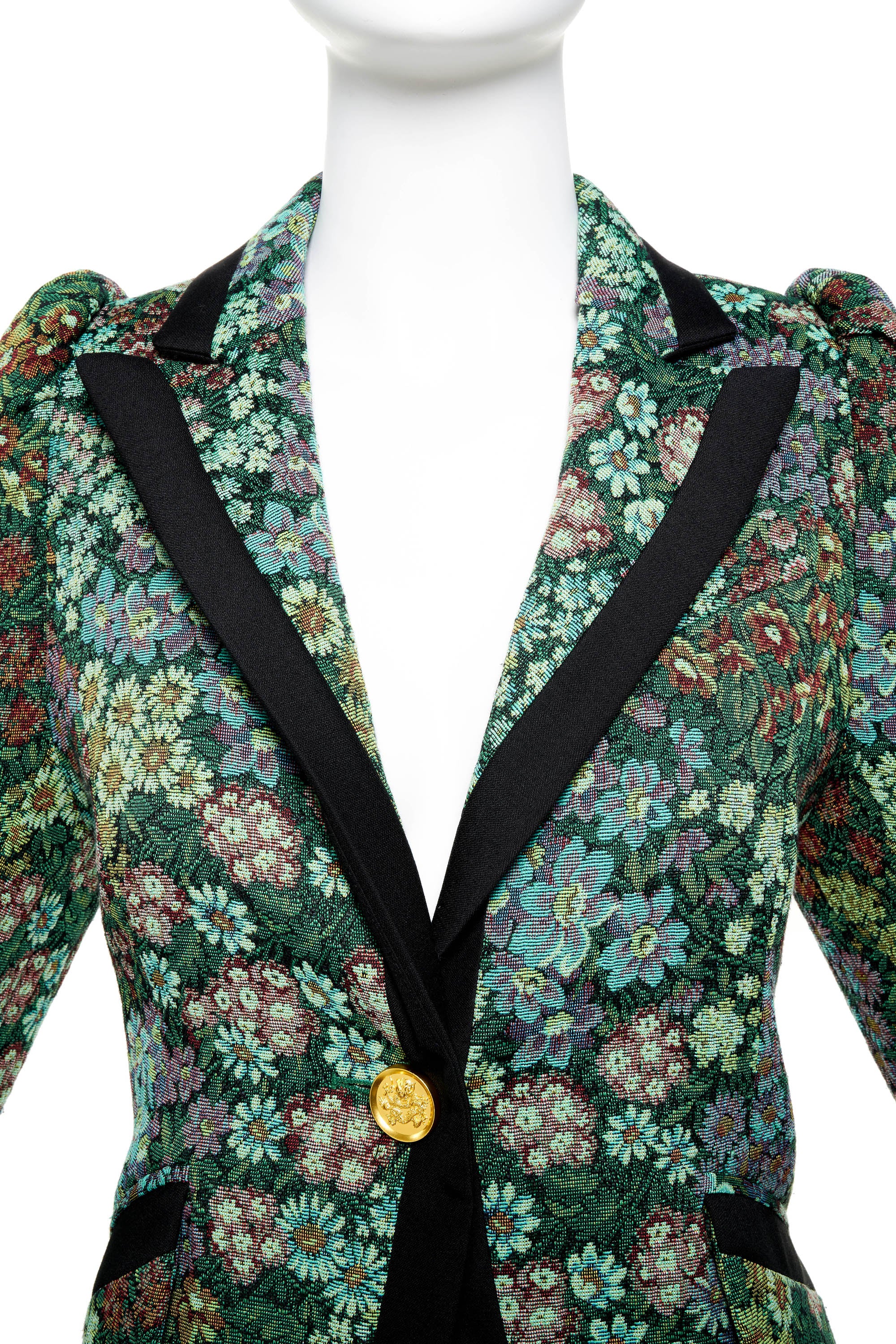 Smythe Green Tapestry Floral Duchess Jacket Size 10