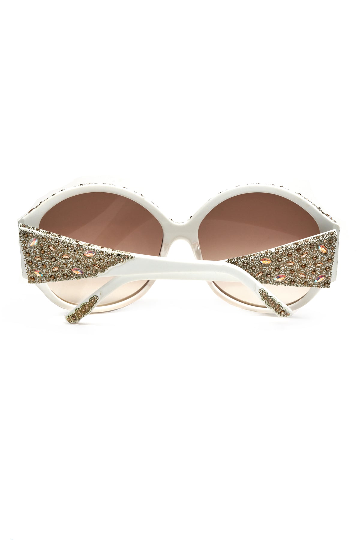 Sospiri White Heavily Embellished Crystal Sunglasses