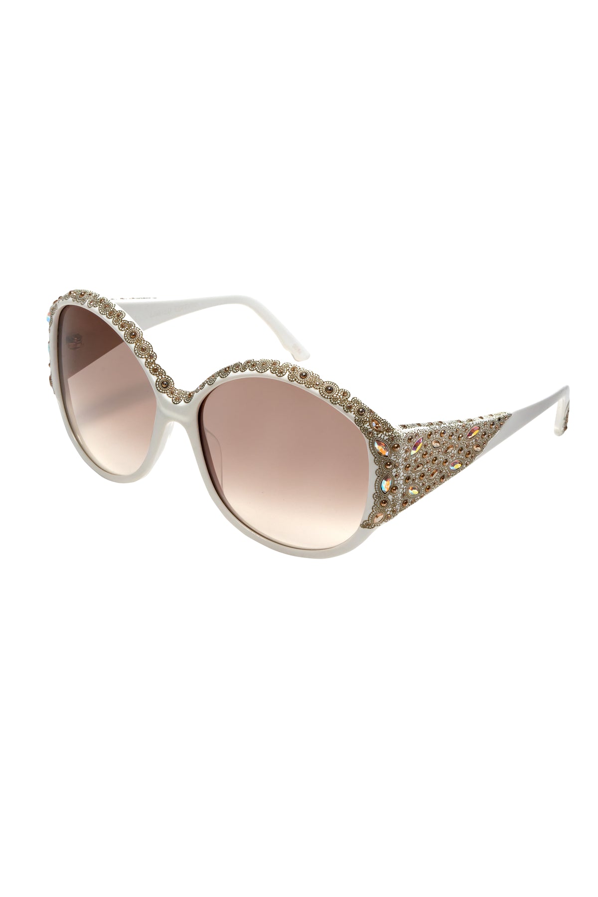 Sospiri White Heavily Embellished Crystal Sunglasses